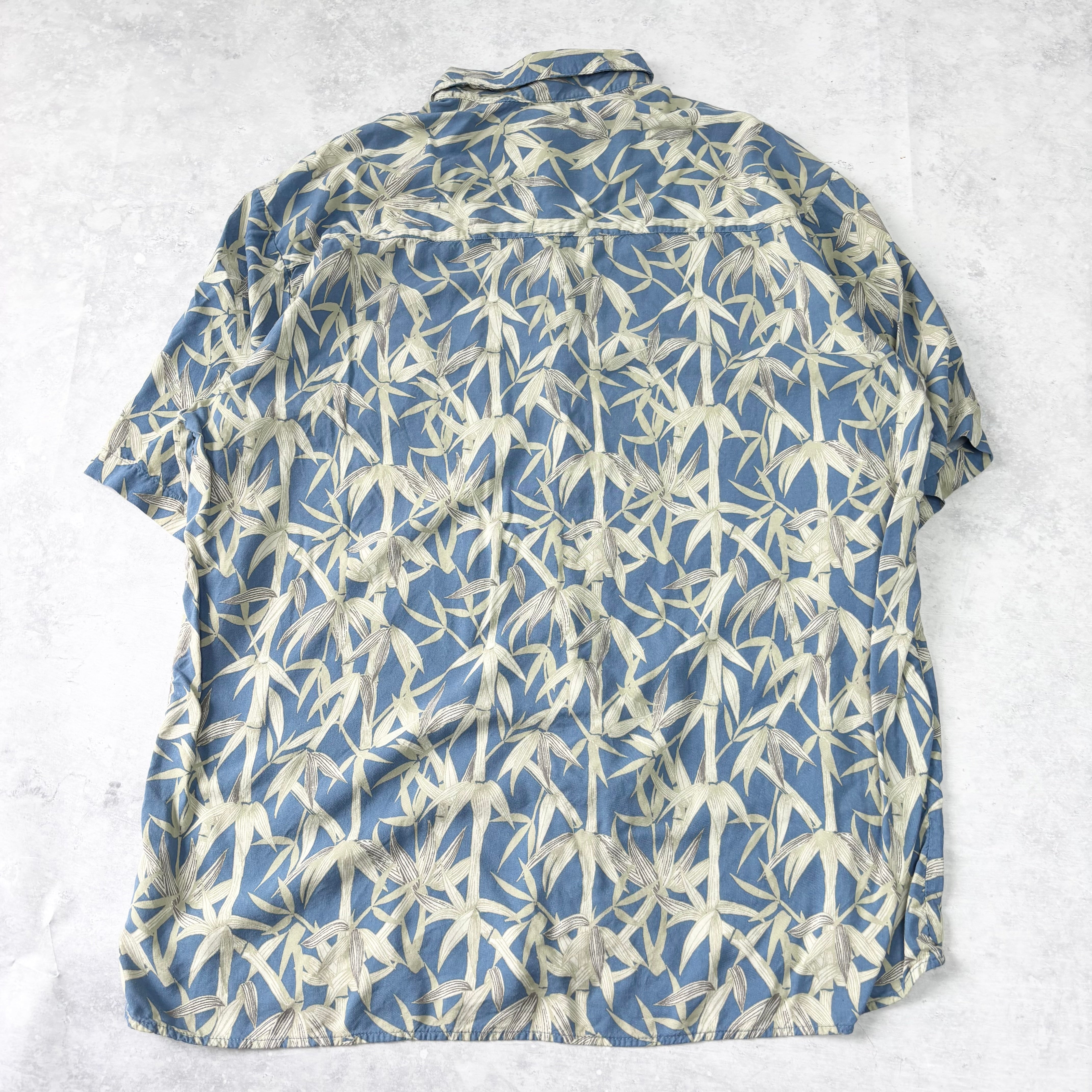 Vintage Hawaiian Shirt Mens Large Blue Short Sleeve Aloha Rayon (E)
