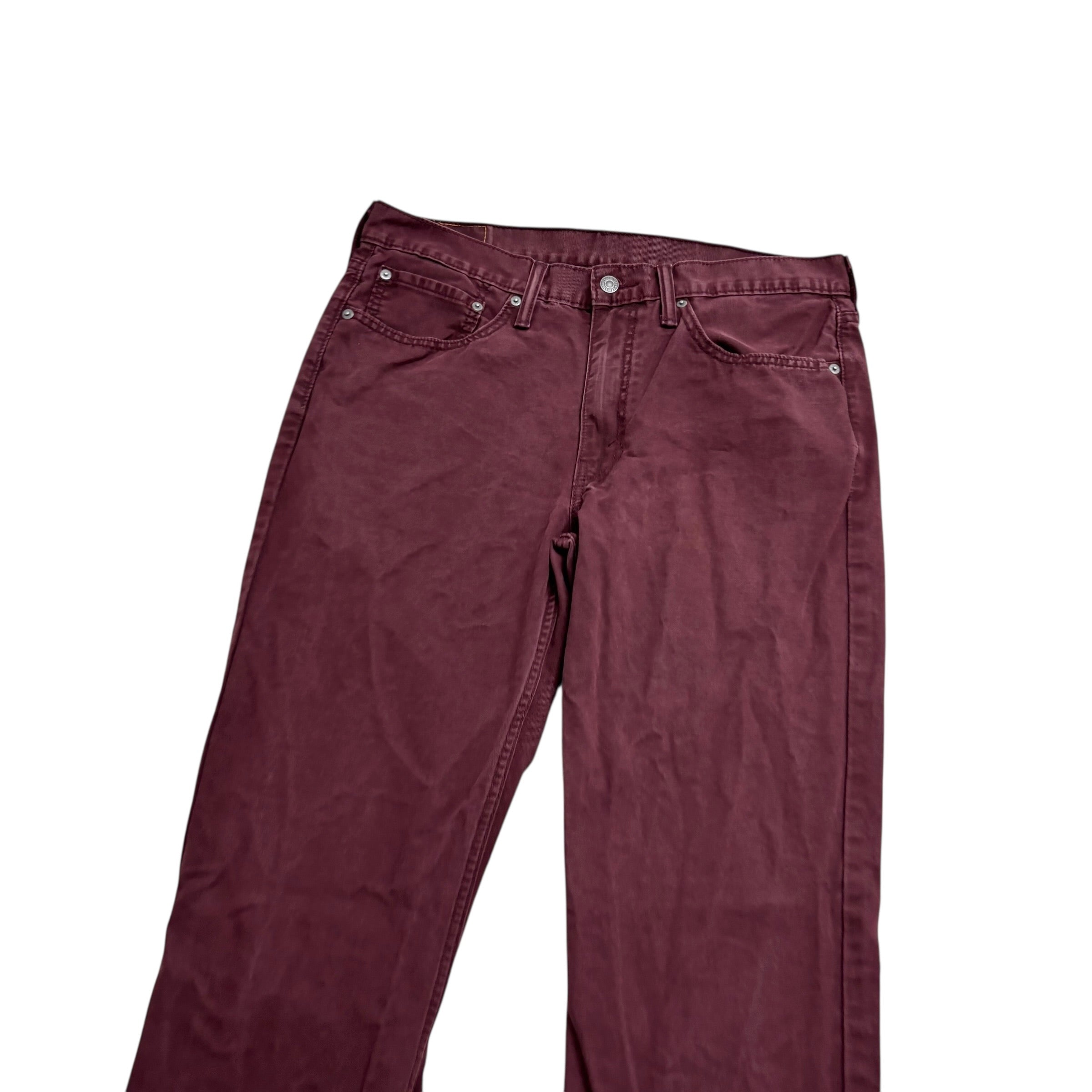 Levis 514 Trousers W34 L34 Mens Burgundy Regular Straight Fit Pants (E)