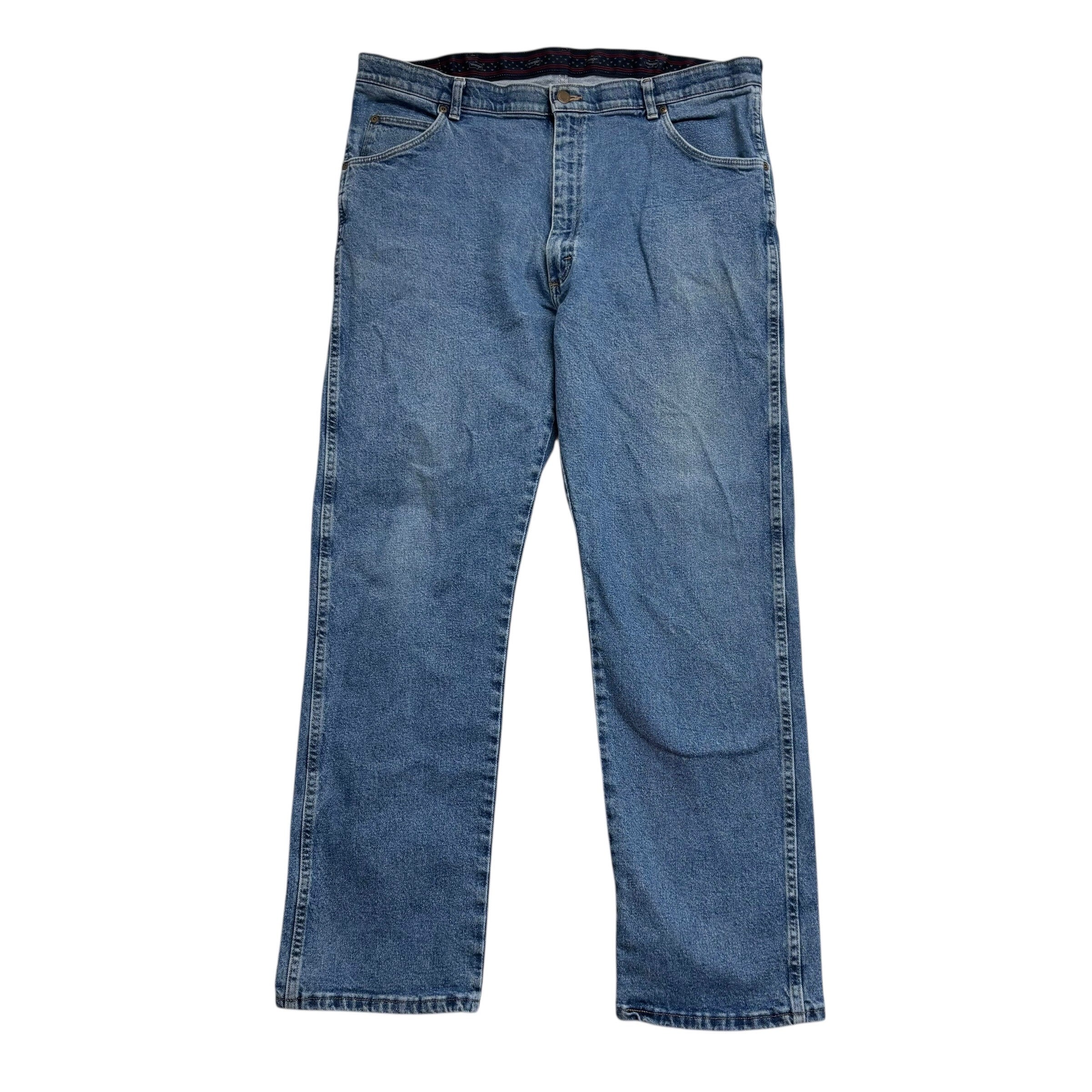 Wrangler Jeans W40 L32 Mens Mid Blue Regular Straight Fit Stretch Denim (F)