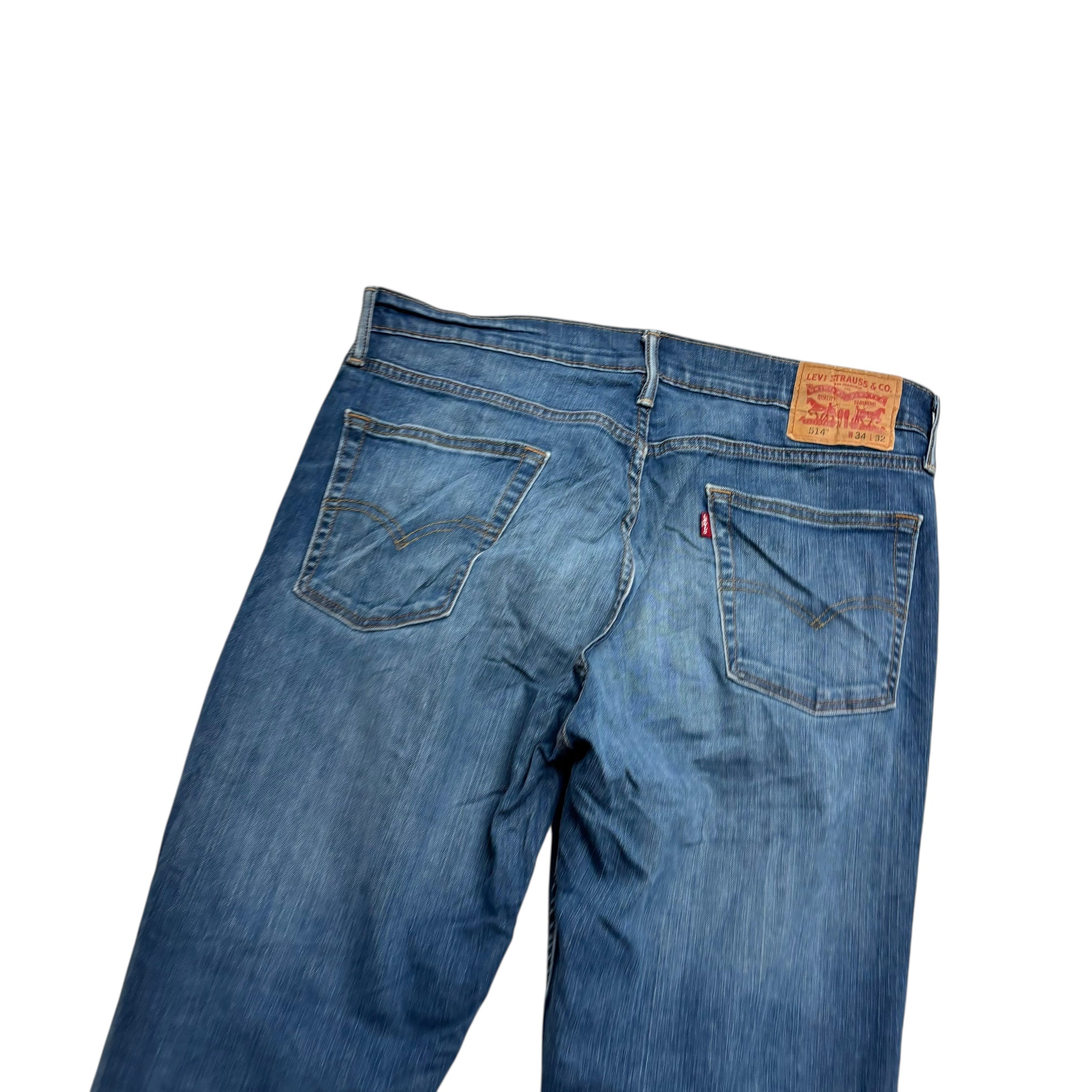 Levis 514 Jeans W34 L32 Mens Mid Blue Regular Straight Fit Stretch Denim