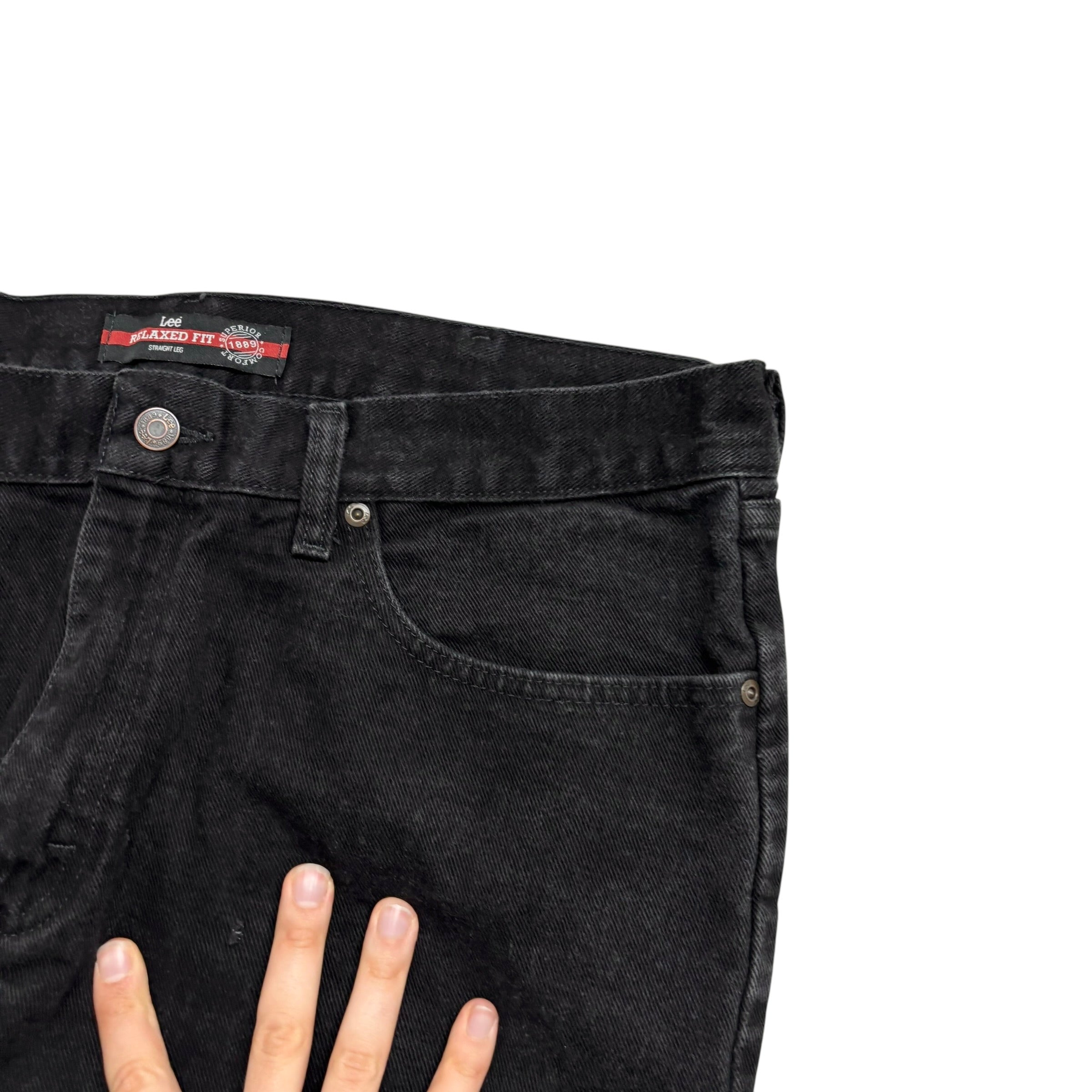 Lee Jeans W38 L30 Mens Black Relaxed Straight Fit Vintage Denim