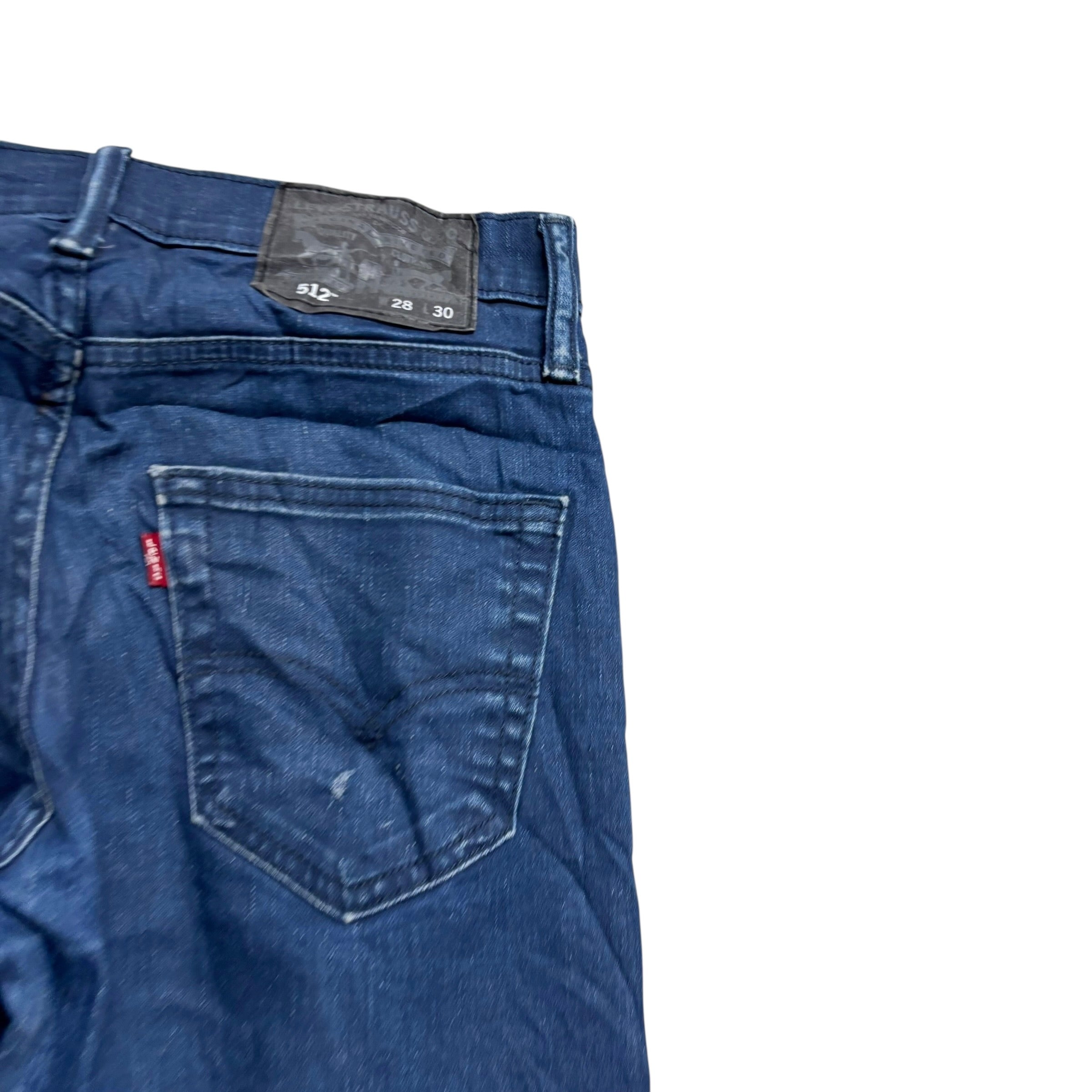 Levis 512 Jeans W28 L29 Mens Navy Blue Waxed Regular Tapered Stretch