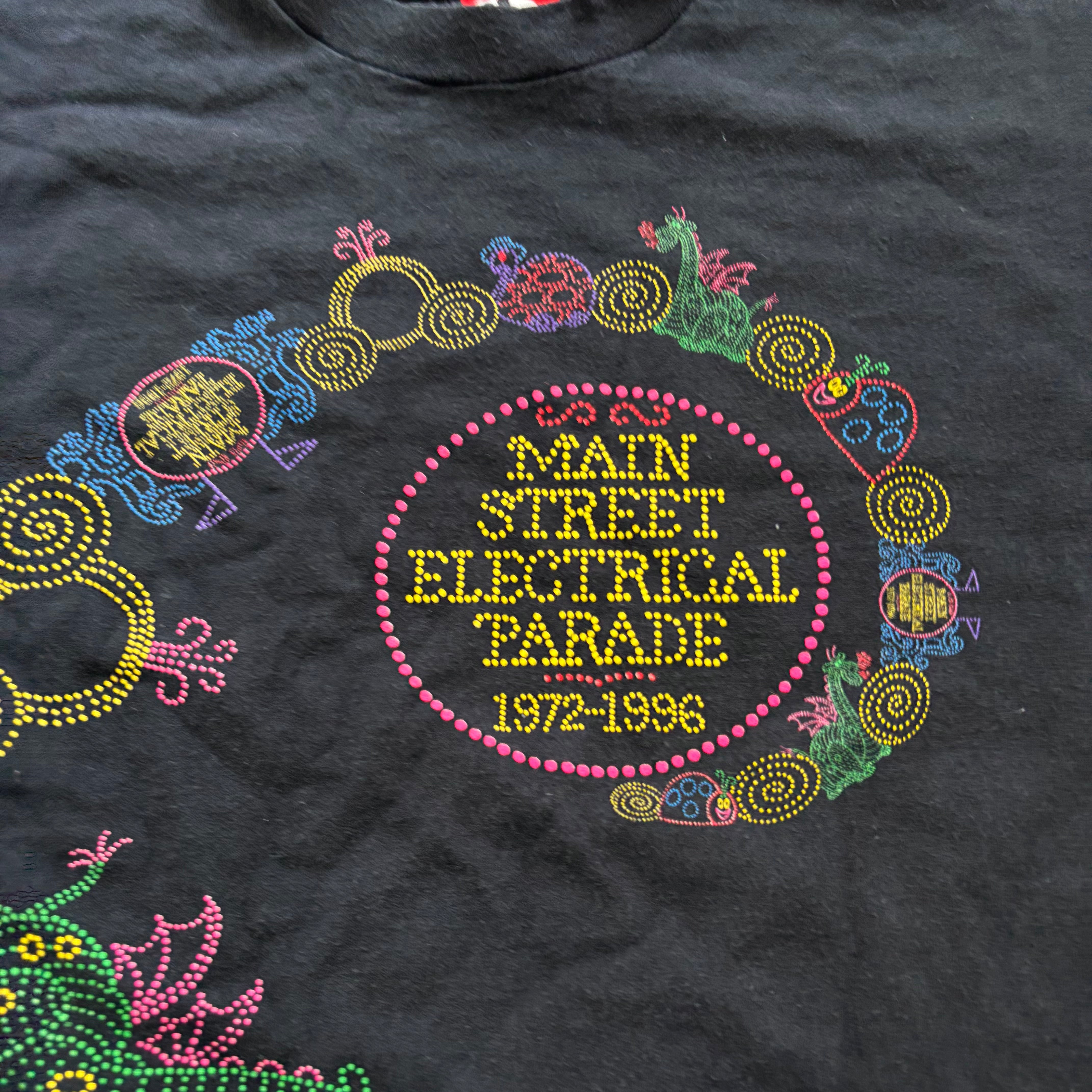 Vintage T Shirt Mens Medium Black Single Stitch Graphic Print 90s USA Disney (E)