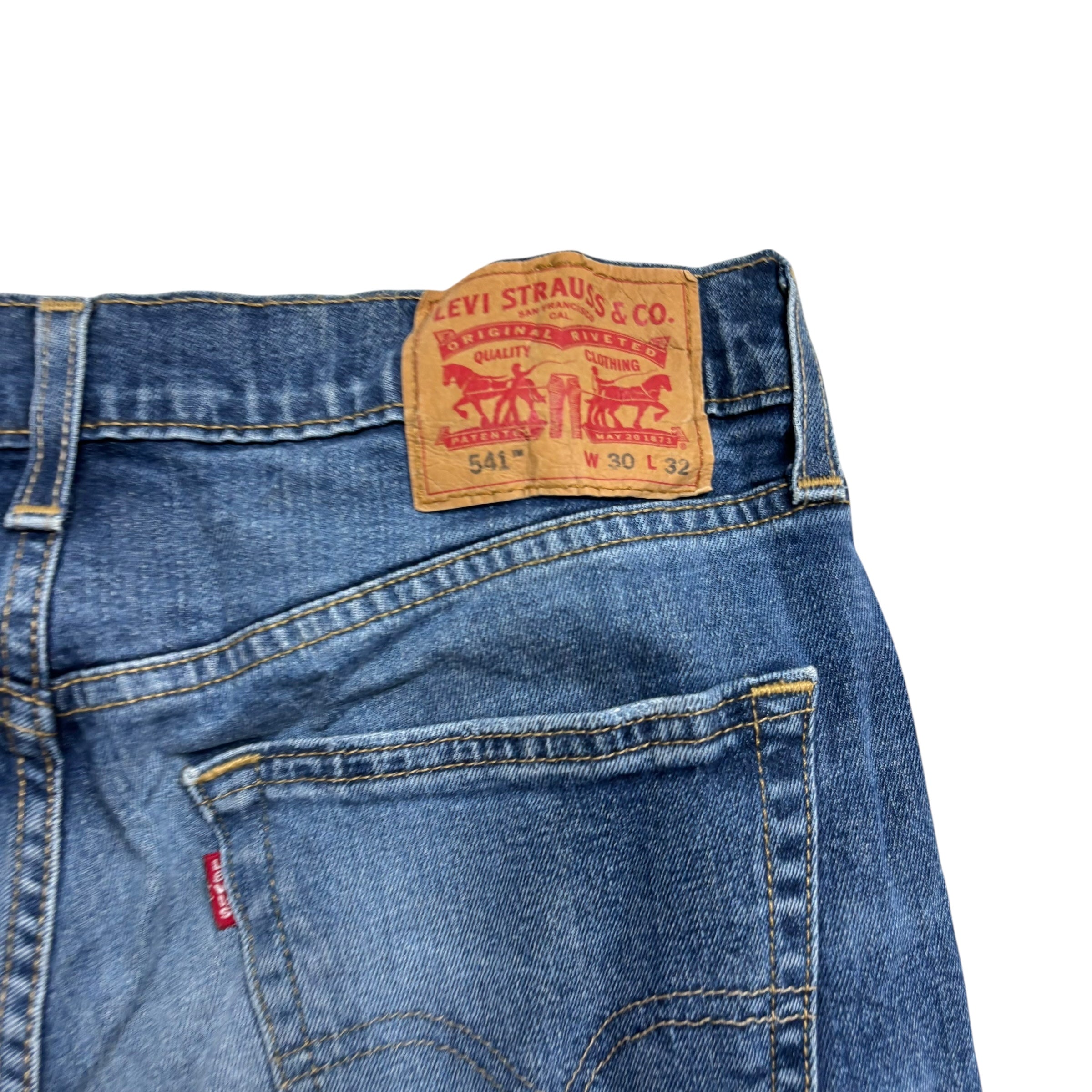 Levis 541 Jeans W30 L32 Mens Mid Blue Athletic Taper Distressed Stretch