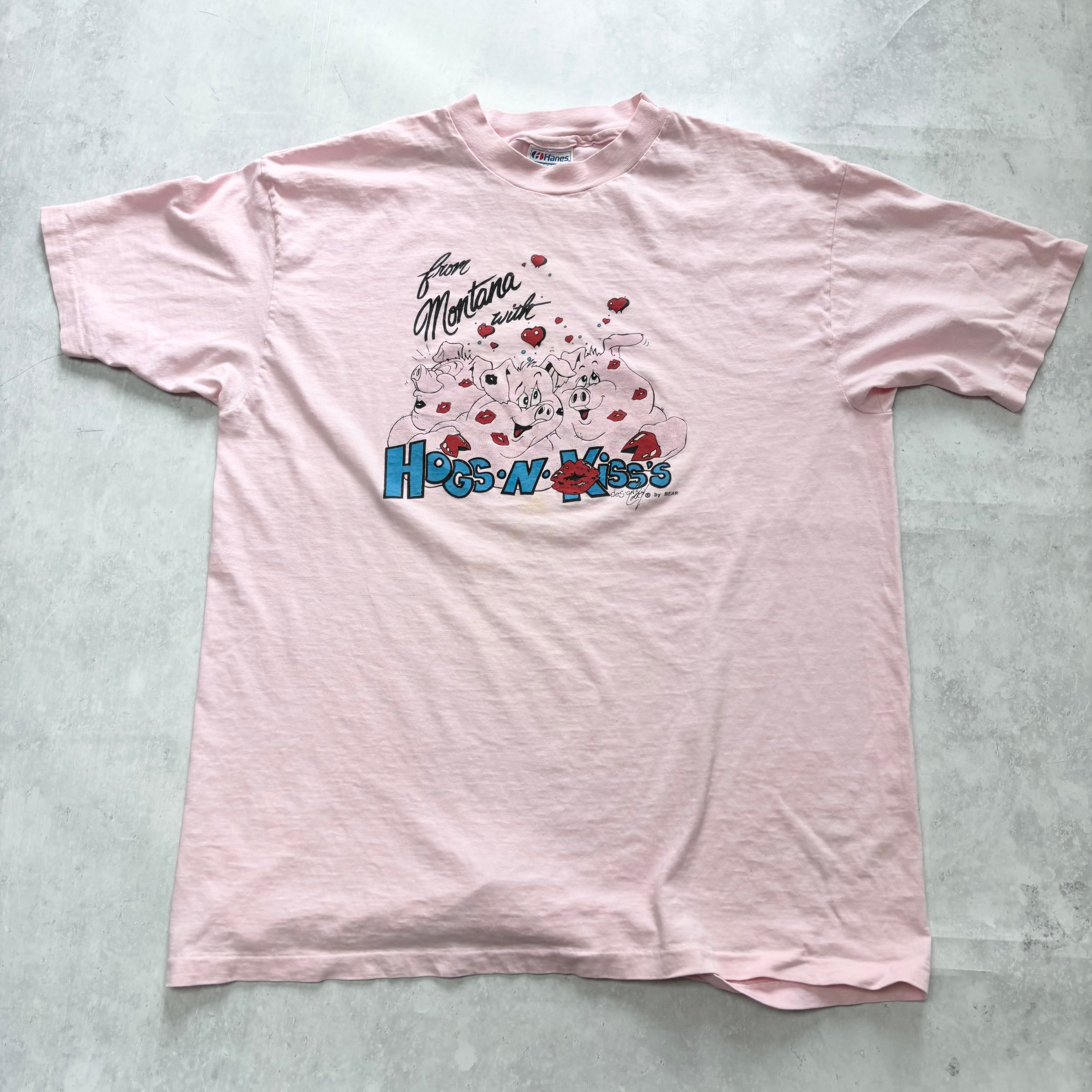 Vintage T Shirt Mens Large Pink Single Stitch Graphic Print 90s USA Tourist (F)