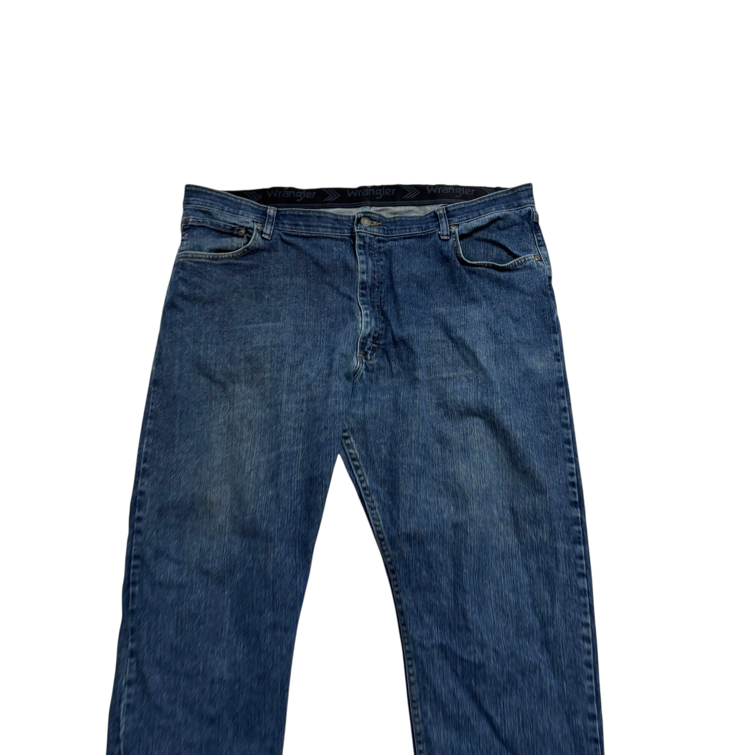 Wrangler Jeans W42 L30 Mens Dark Blue Regular Straight Fit Stretch Denim