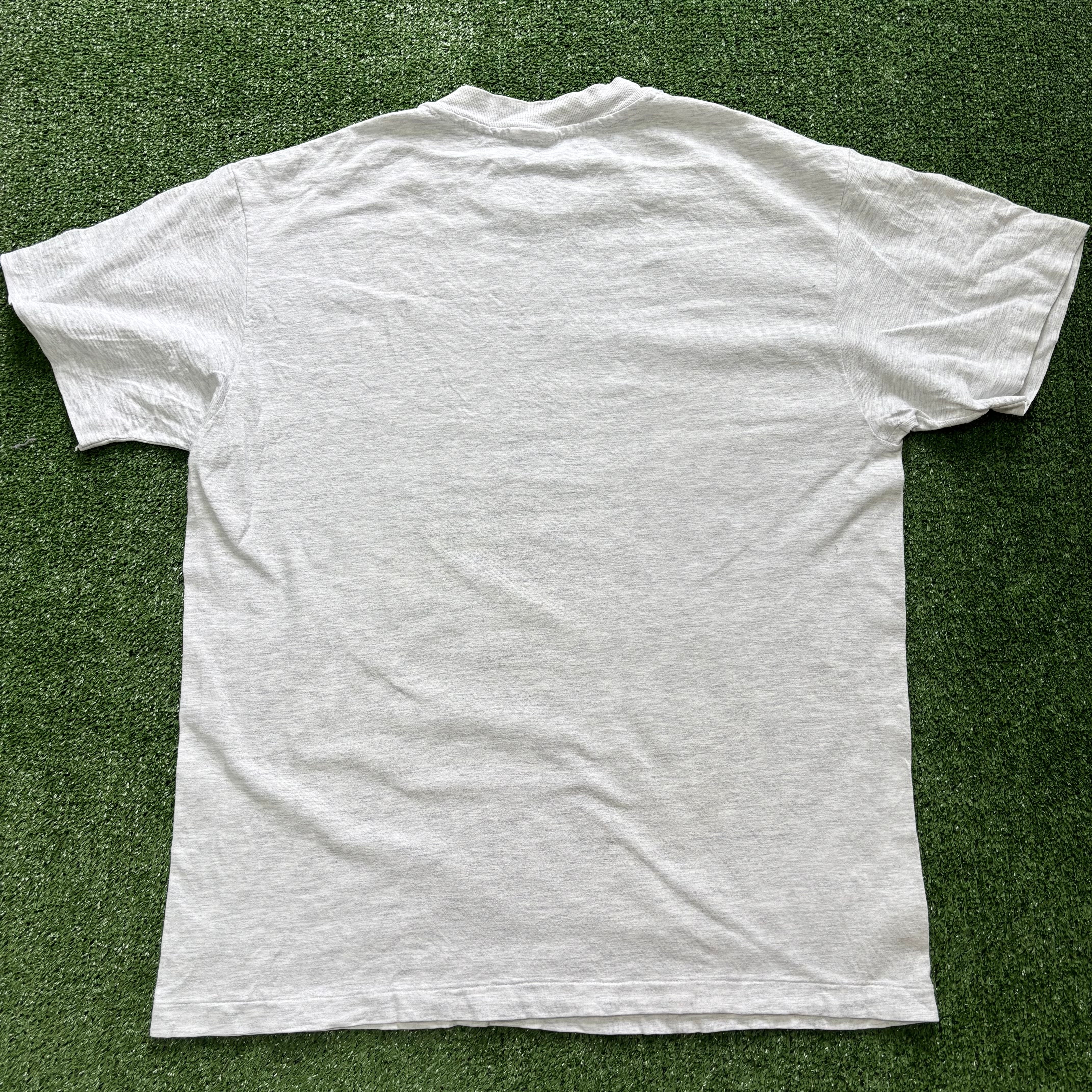 Vintage T Shirt Mens Large Grey Single Stitch Graphic Print 90s Travel (E)