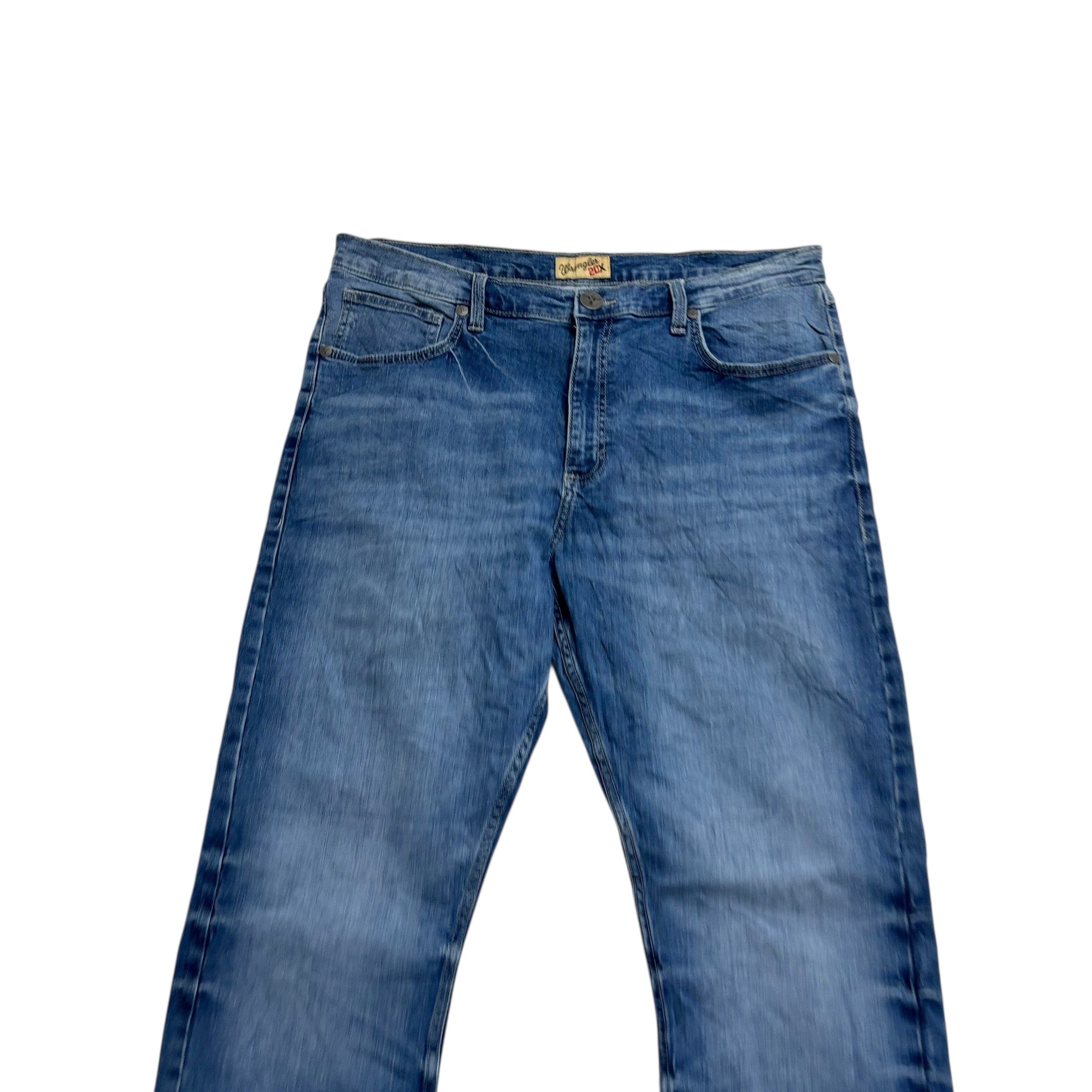 Wrangler Jeans W38 L34 Mens Mid Blue Slim Straight Fit Stretch Denim (E)