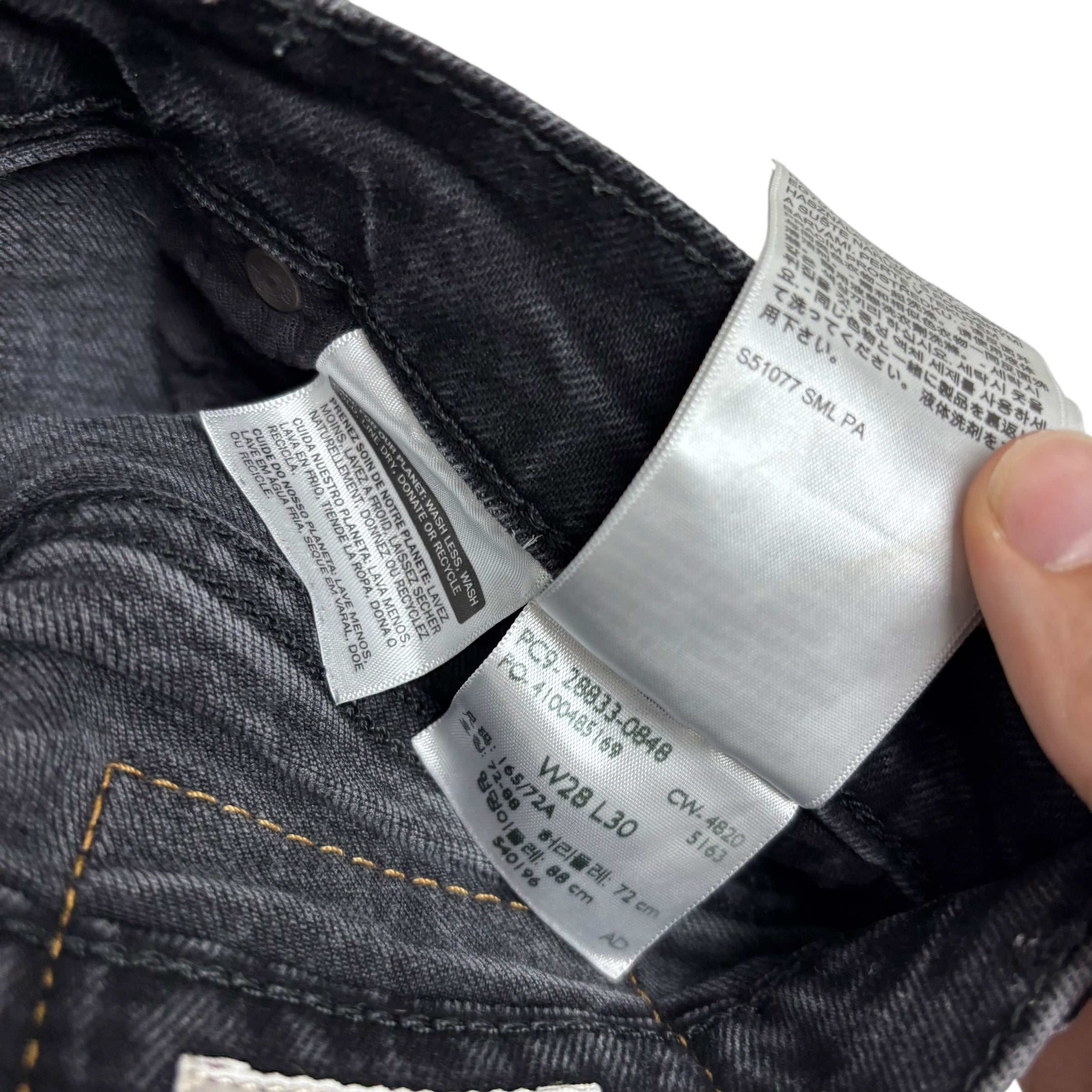 Levis 512 Jeans W28 L29 Mens Black Slim Tapered Fit Stretch Denim (E)