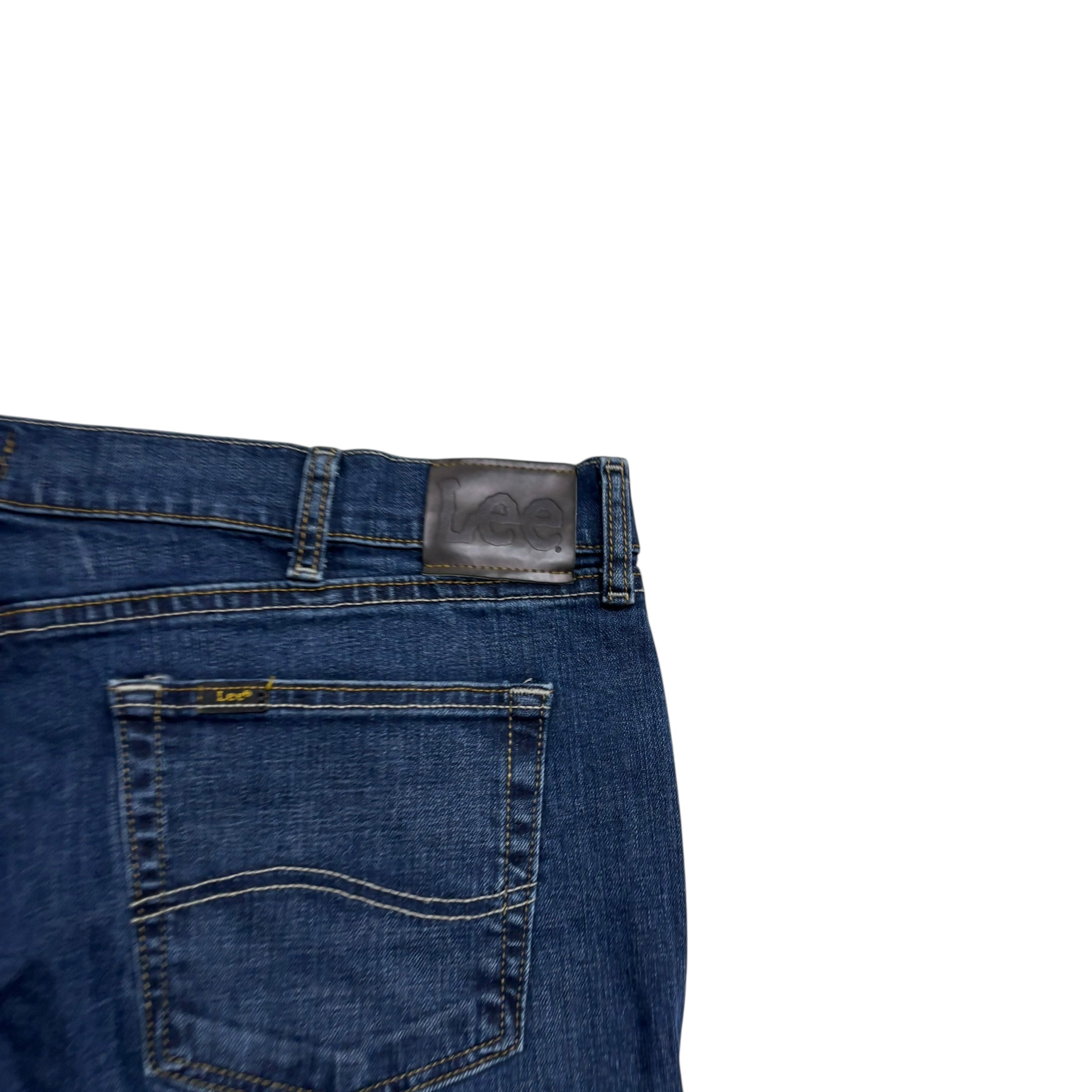 Lee Jeans W42 L30 Mens Dark Blue Regular Straight Fit Stretch Denim (E)