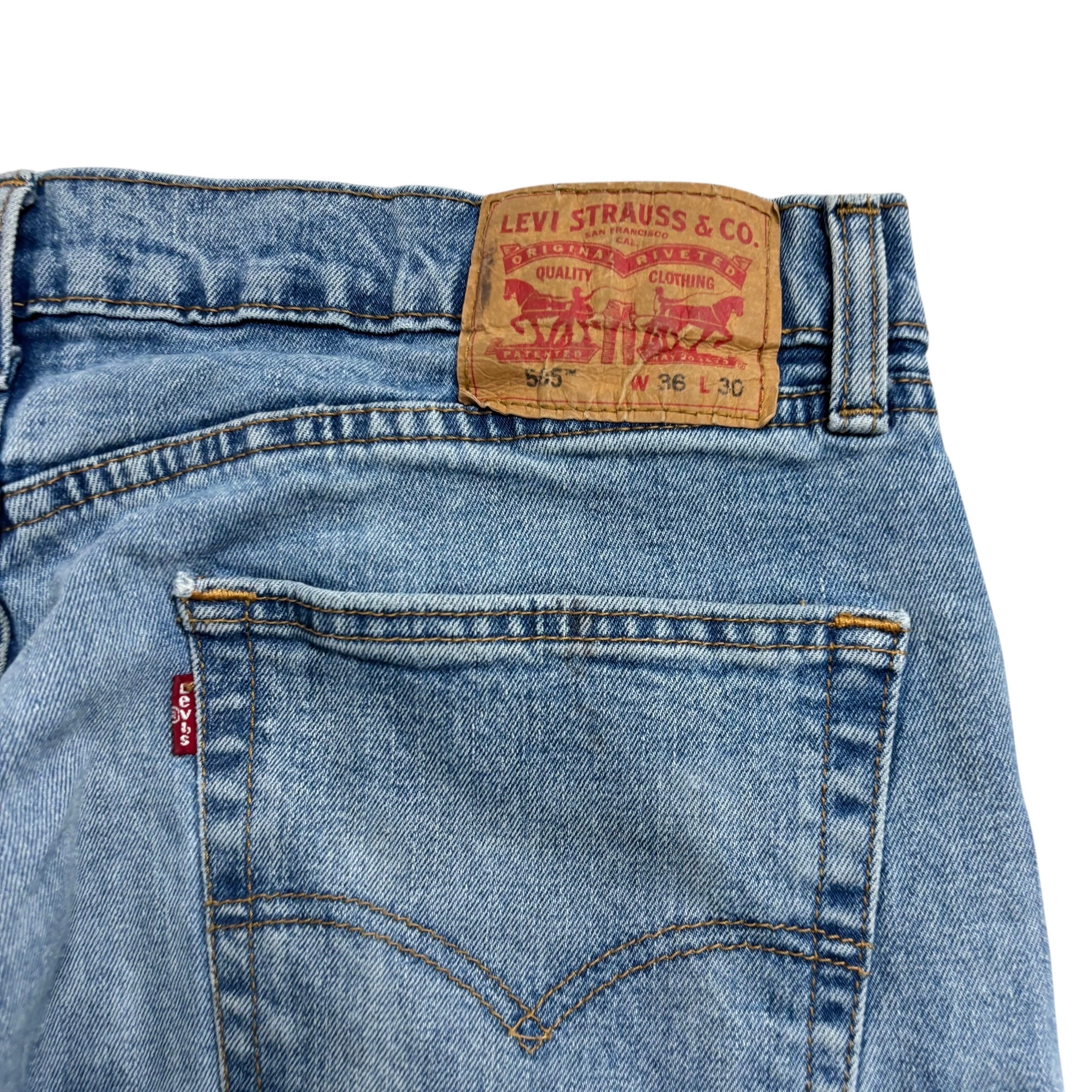 Levis 505 Jeans W36 L30 Mens Light Blue Regular Straight Fit Stretch Denim (E)