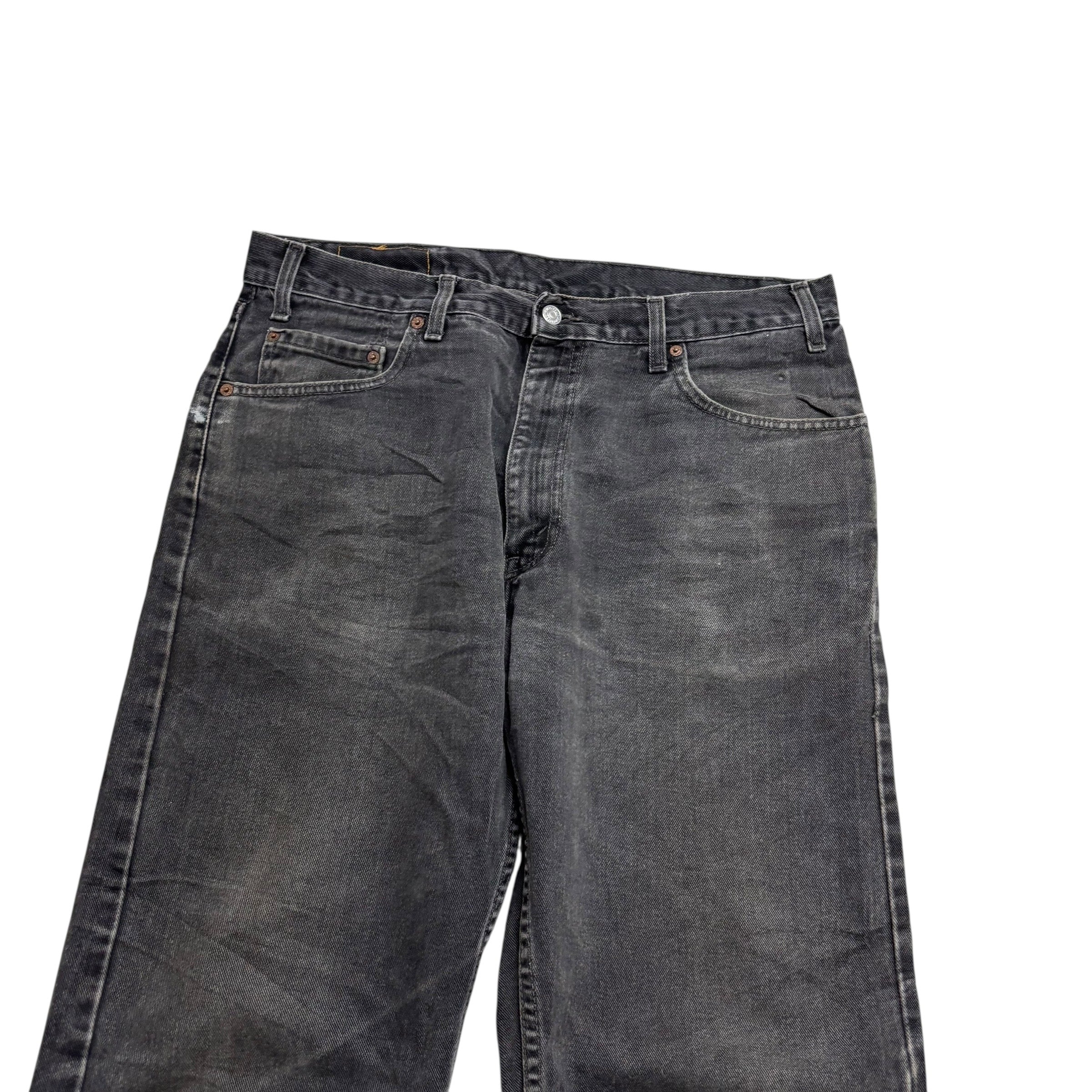 Levis 505 Jeans W36 L36 Mens Black Regular Straight Fit Vintage Denim (F)