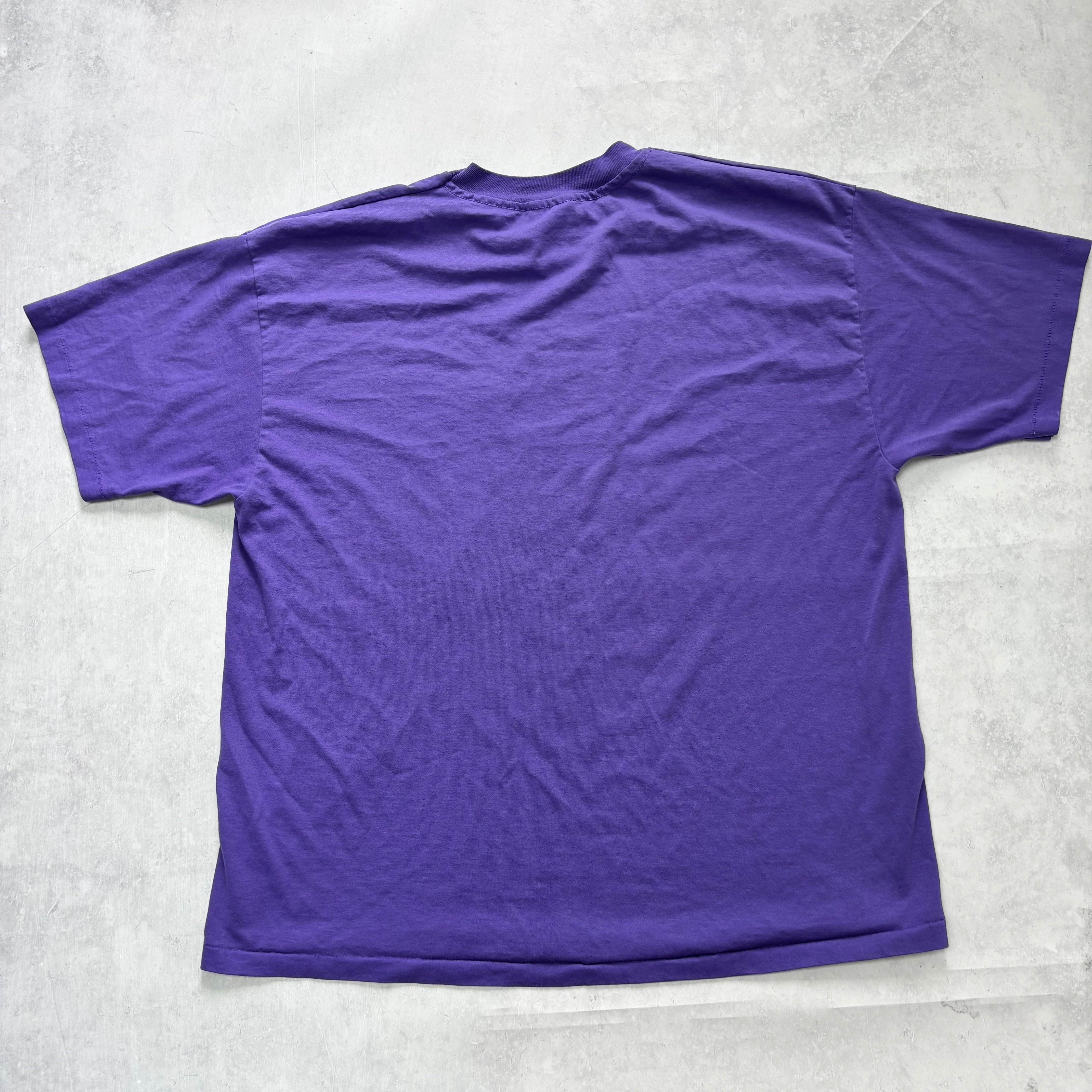 Vintage T Shirt Mens Large Purple Single Stitch Graphic Print 90s USA (E)