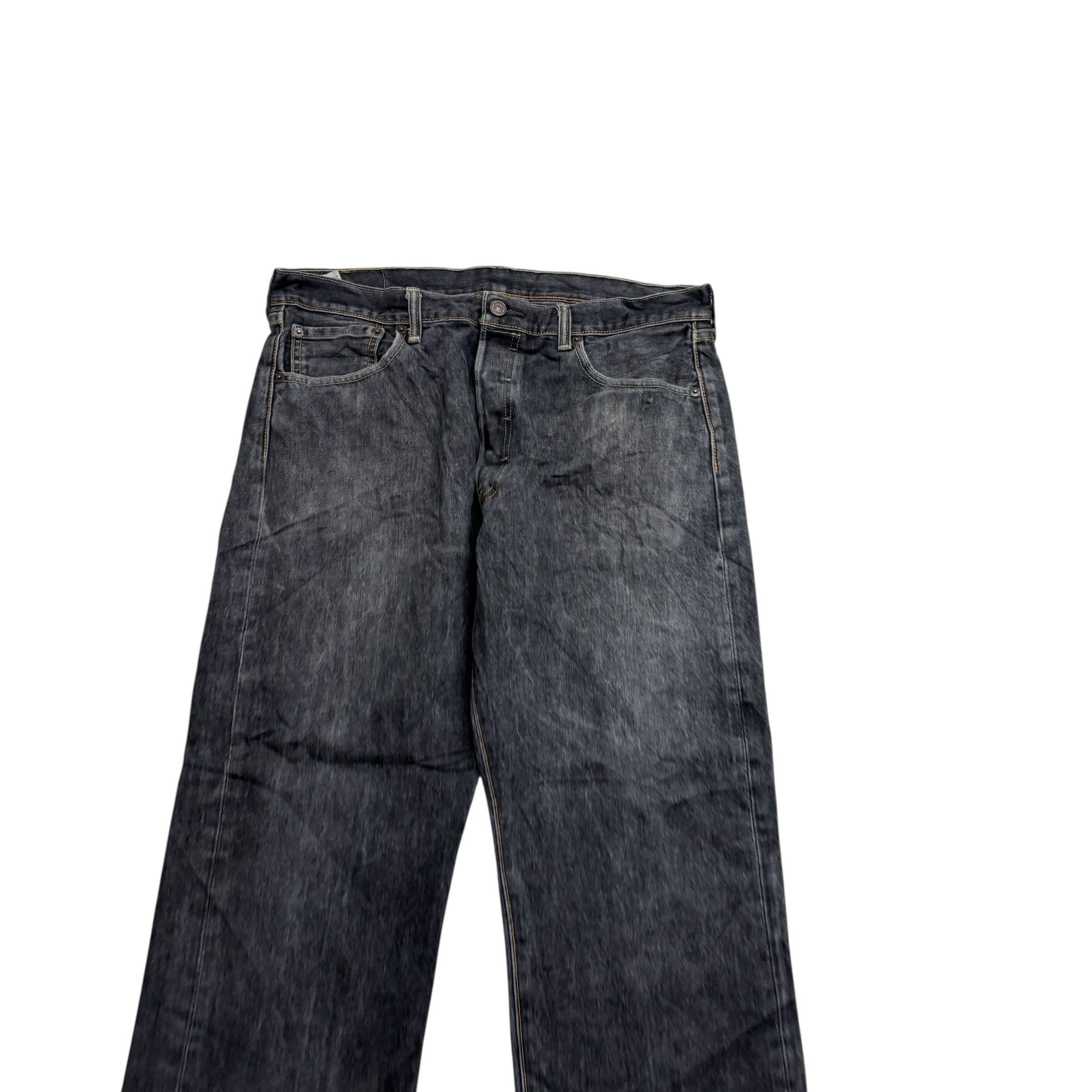 Levis 501 Jeans W35 L30 Mens Black Regular Straight Fit Denim (F)