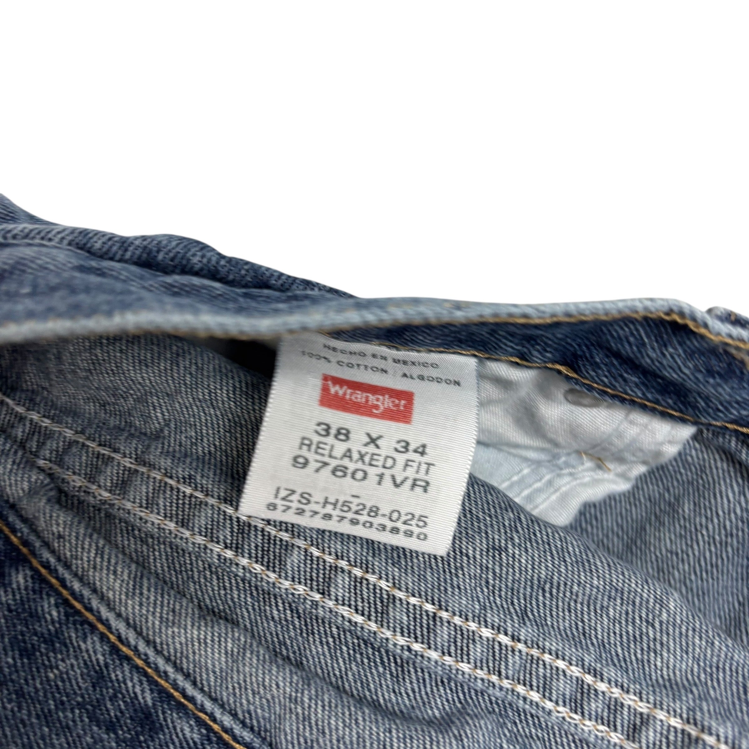 Wrangler Jeans W38 L34 Mens Mid Blue Relaxed Straight Fit Denim (E)