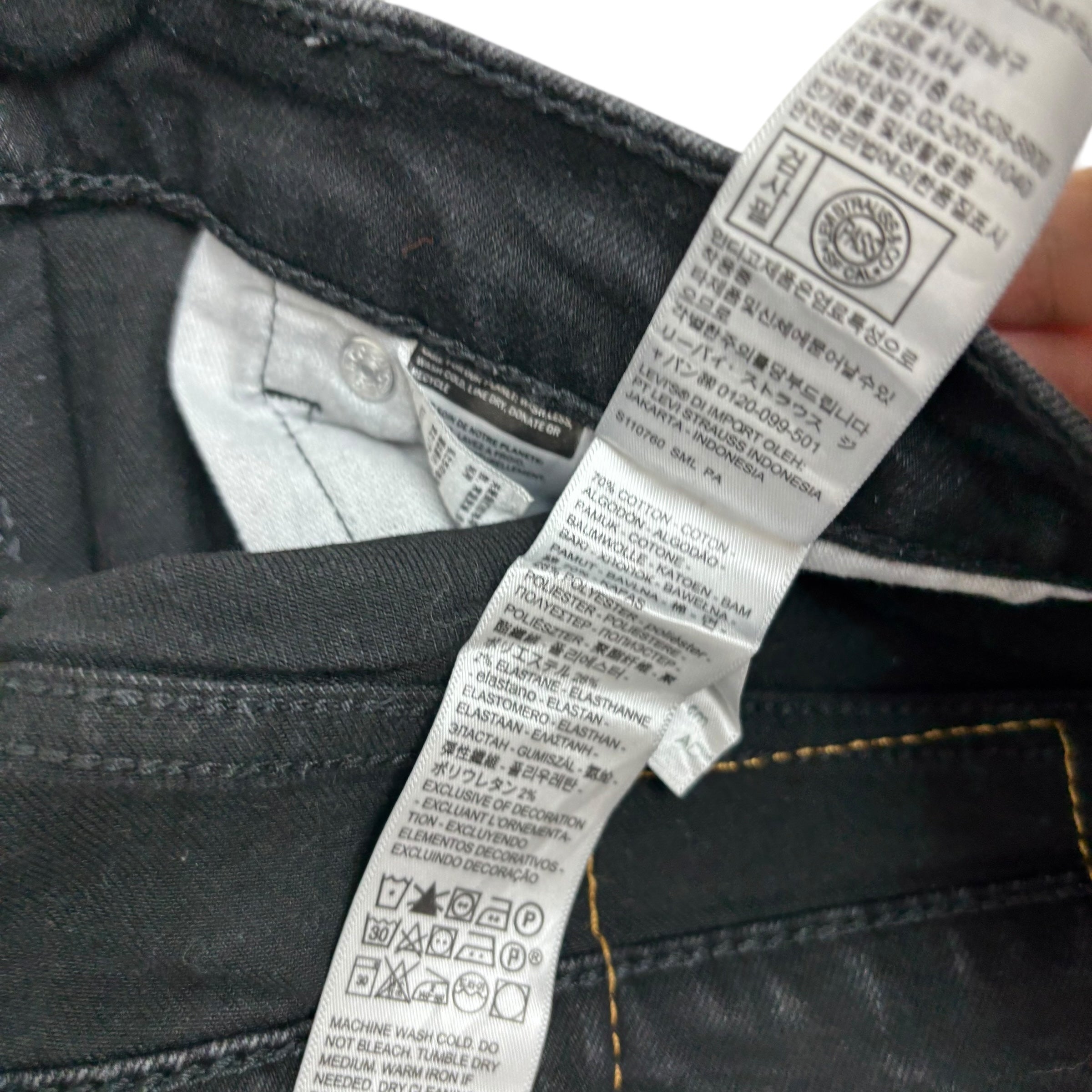 Levis 506 Jeans W36 L30 Mens Black Regular Straight Fit Stretch Denim (E)