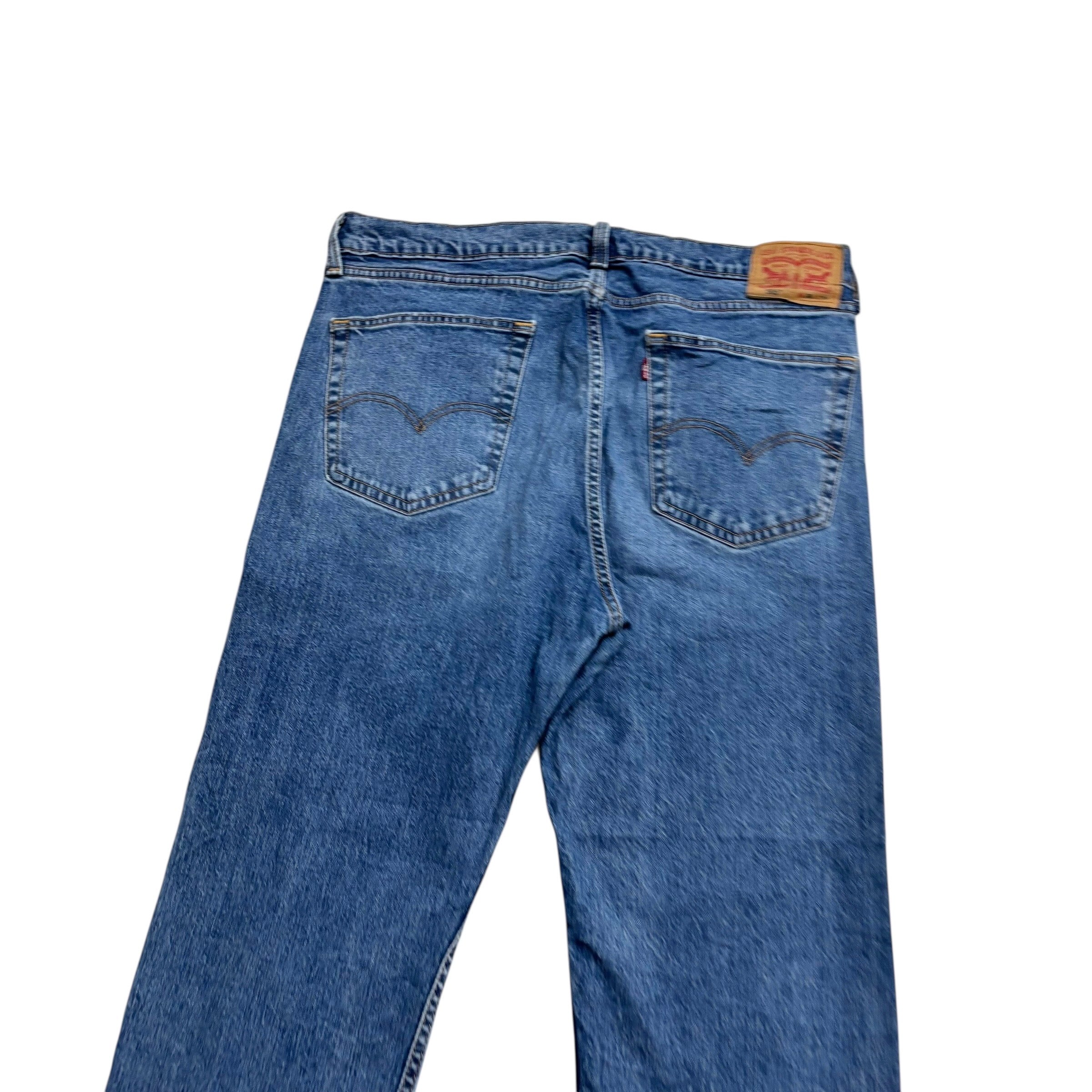 Levis 505 Jeans W36 L30 Mens Mid Blue Regular Straight Fit Stretch Denim (E)