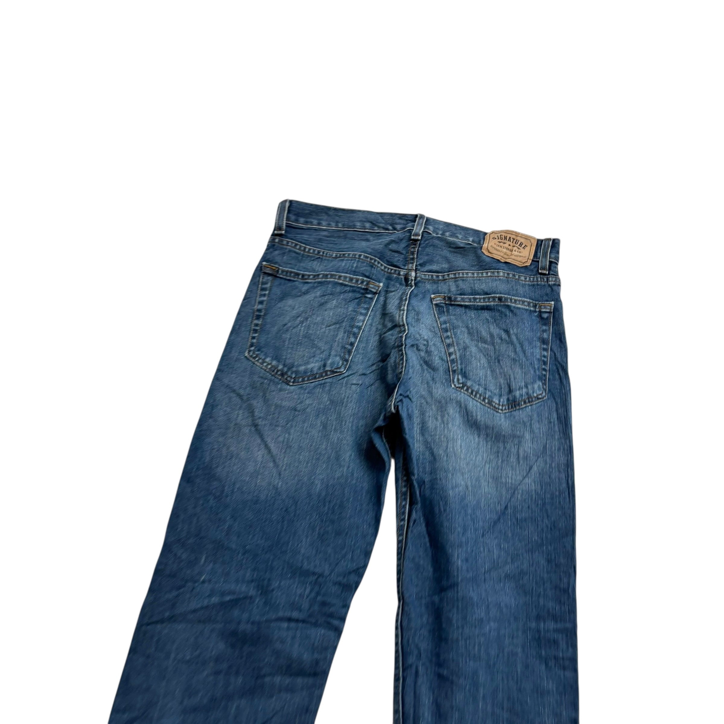 Levis Signature Jeans W32 L36 Mens Mid Blue Regular Straight Vintage Denim (E)
