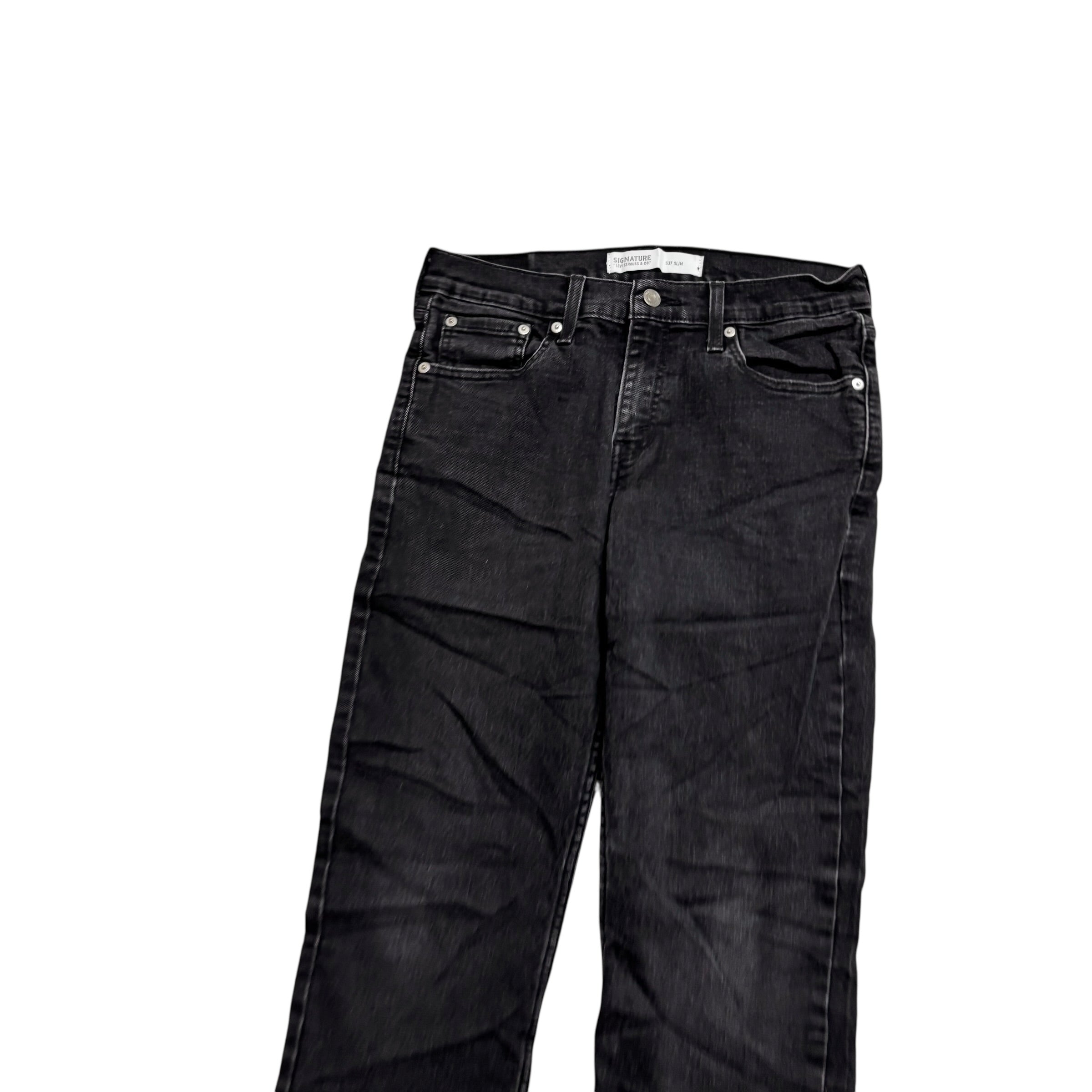 Levis Signature Jeans W30 L32 Mens Black Slim Fit Stretch Denim (E)