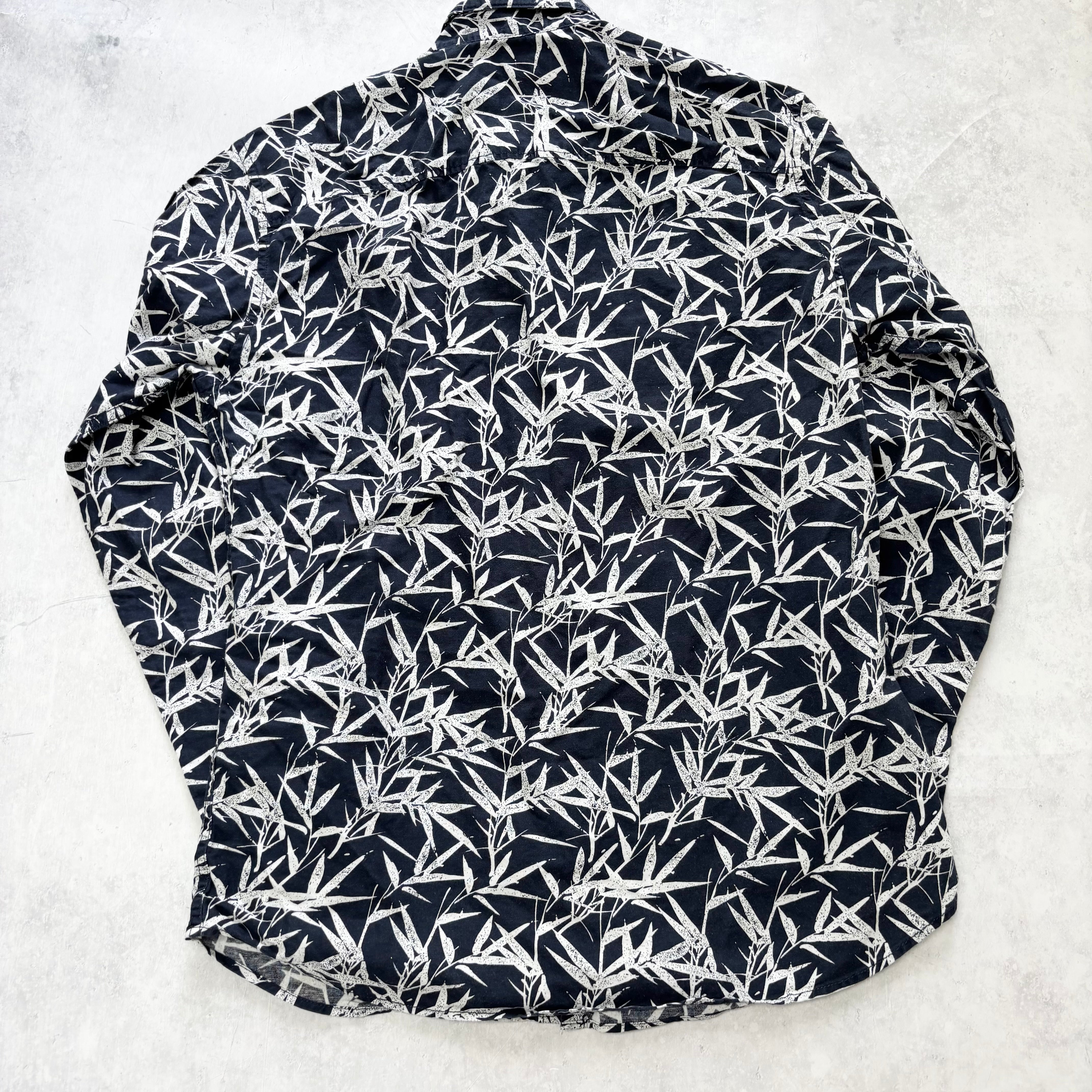 Jack & Jones Shirt Mens Large Navy Long Sleeve Cotton Pattern Regular Fit (E)