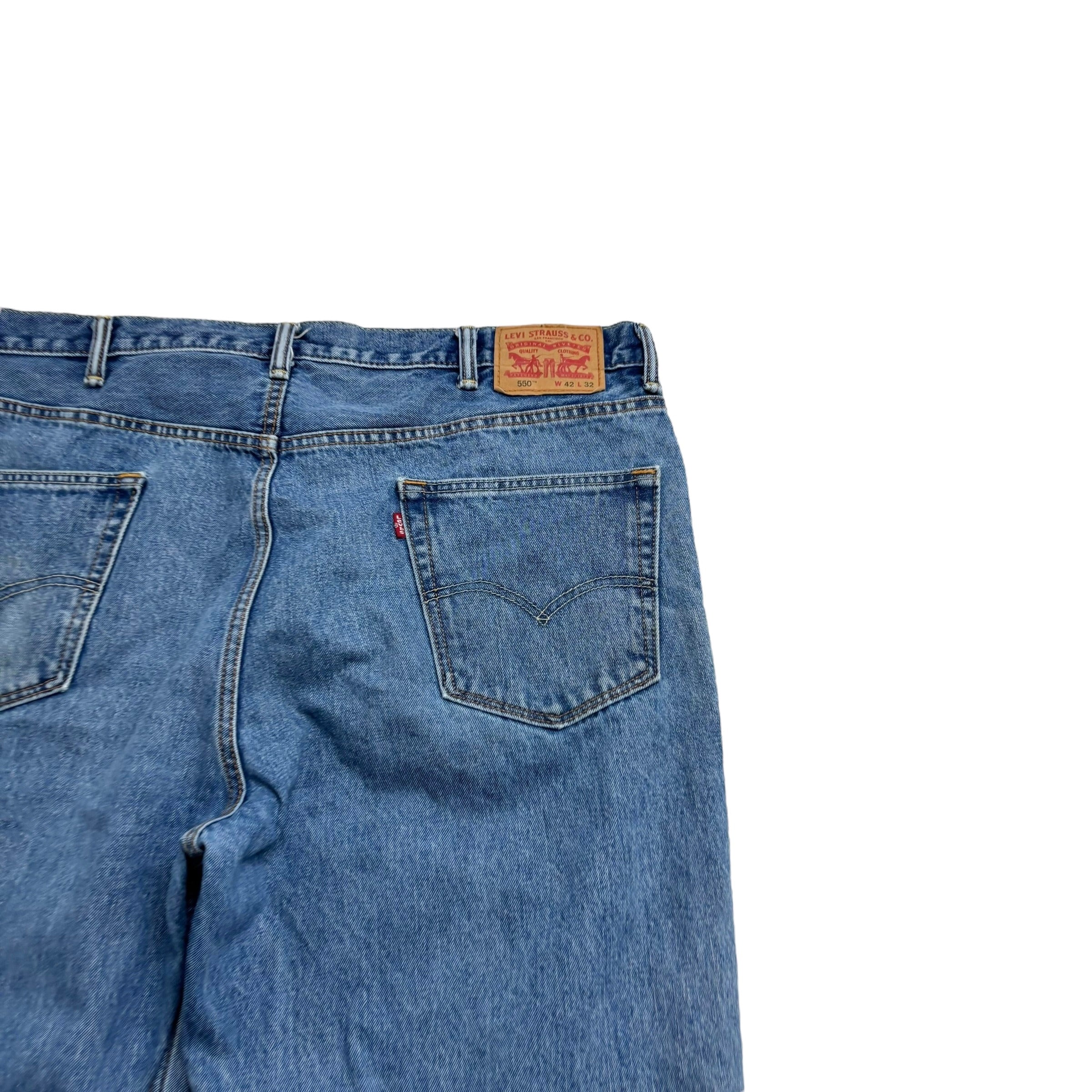 Levis 550 Jeans W42 L32 Mens Mid Blue Baggy Relaxed Straight Fit Denim (F)