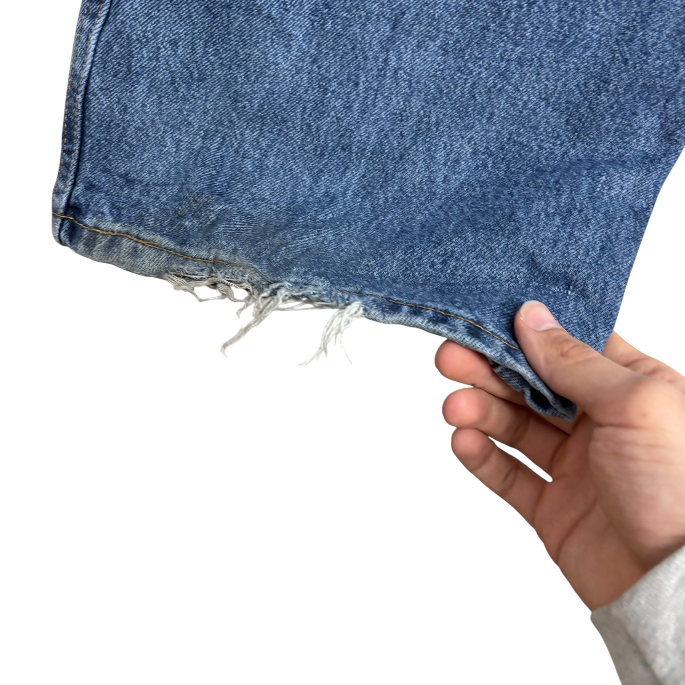 Levis 505 Jeans W50 L32 Mens Mid Blue Regular Straight Fit Denim (F)