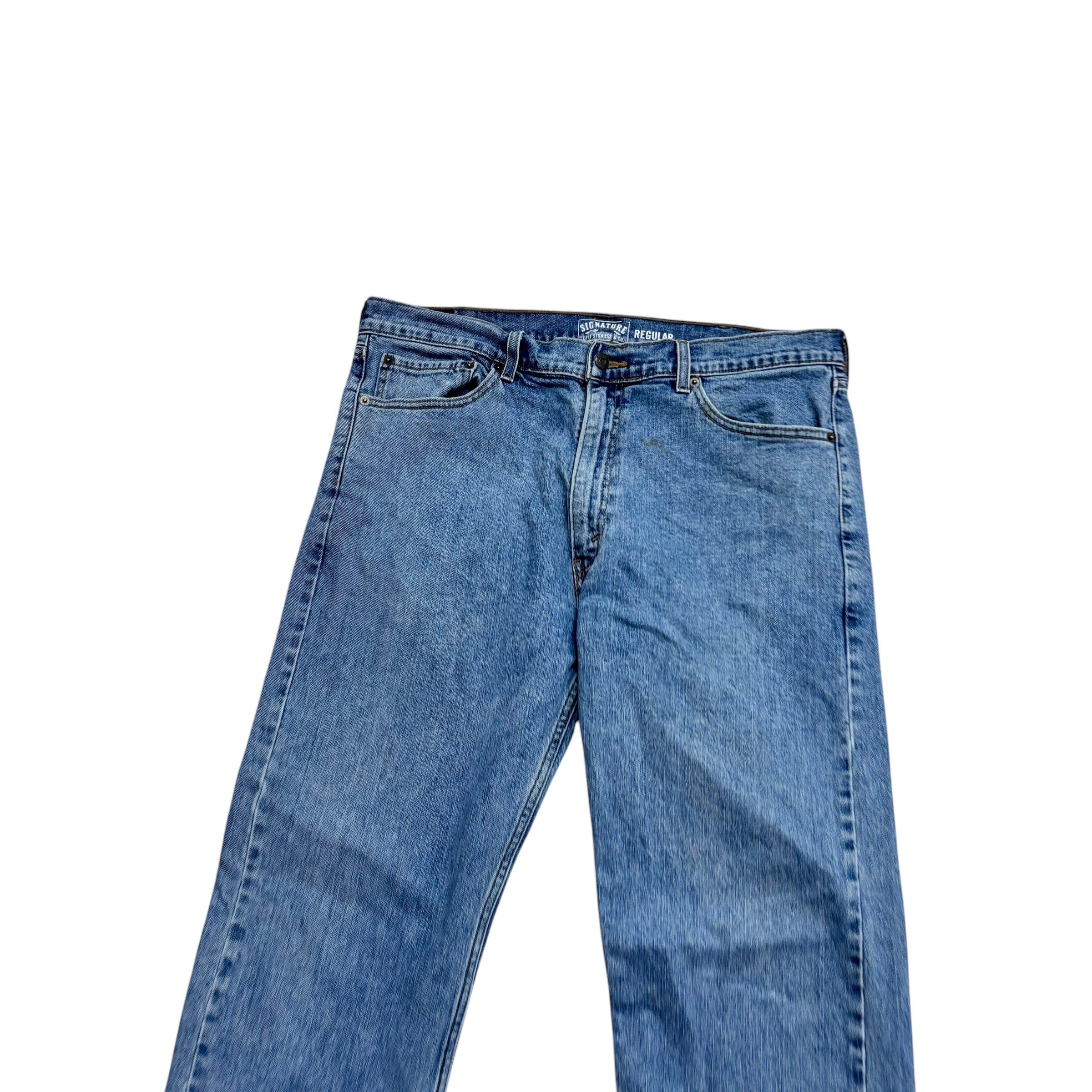 Levis Signature Jeans W38 L30 Mens Light Blue Regular Straight Fit Stretch Denim