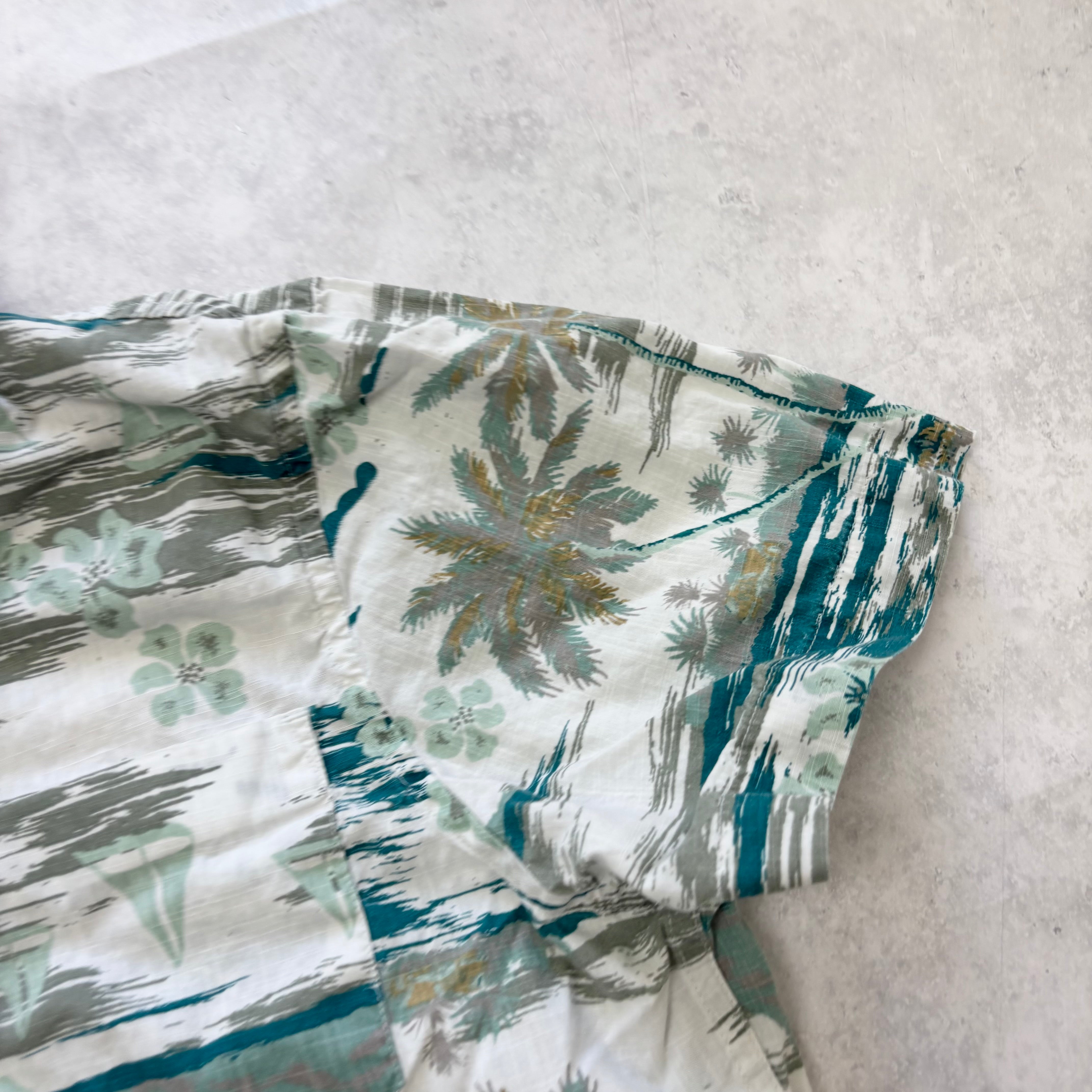 Hawaiian Shirt Mens Small White Aloha Floral Short Sleeve Cotton (E)