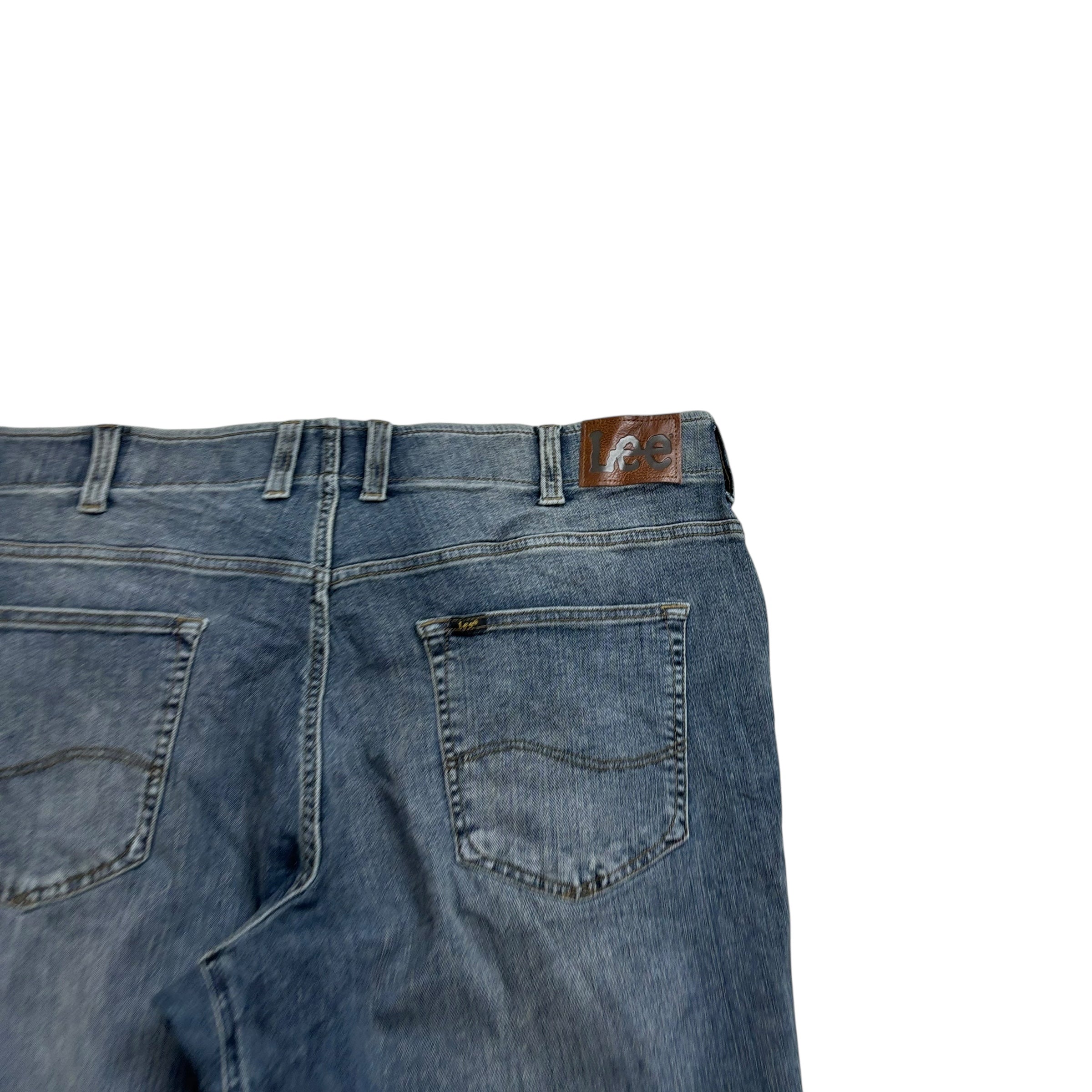 Lee Jeans W44 L28 Mens Mid Blue Relaxed Straight Fit Stretch Denim (E)