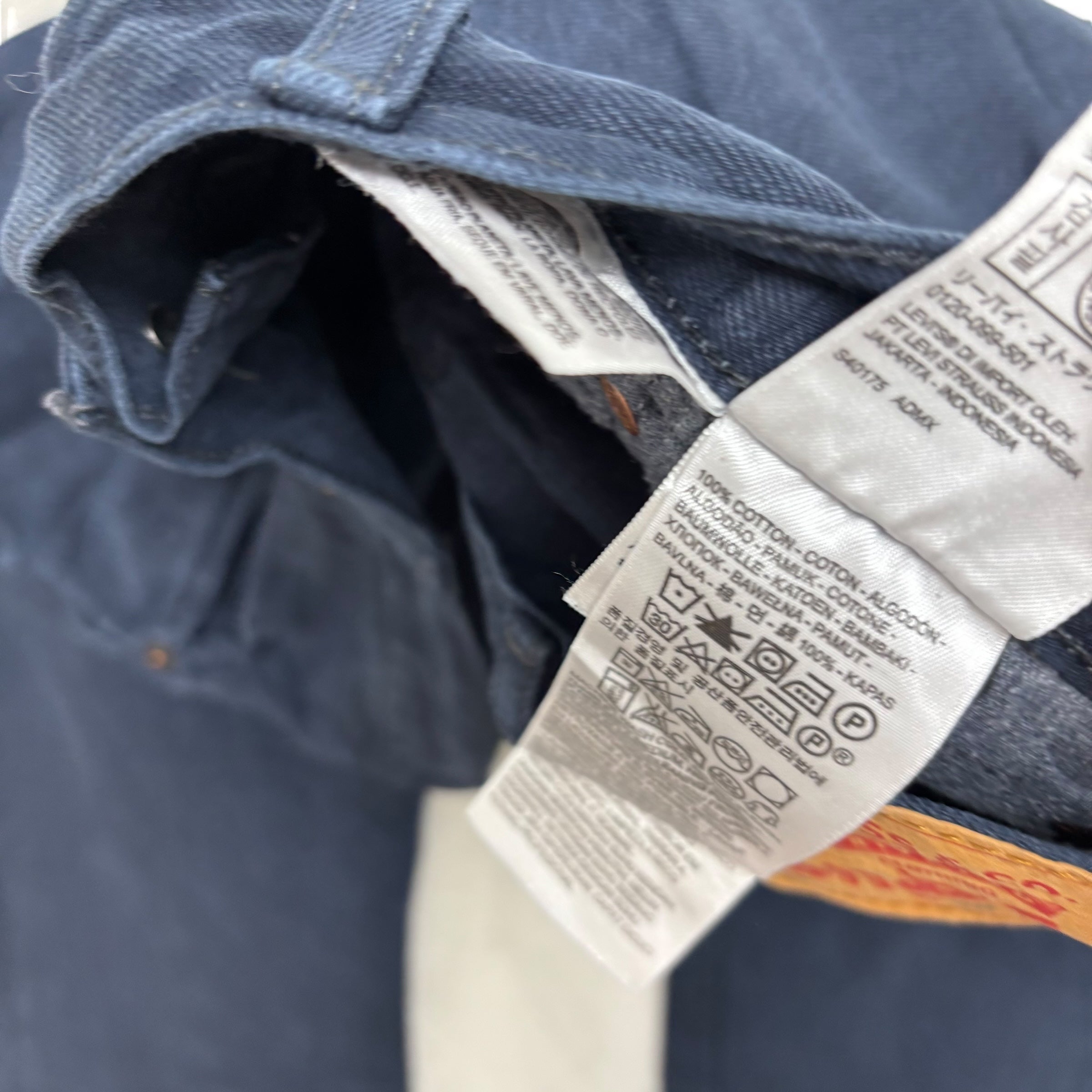 Levis 501 Jeans W38 L30 Mens Navy Blue Regular Straight Fit Denim (E)