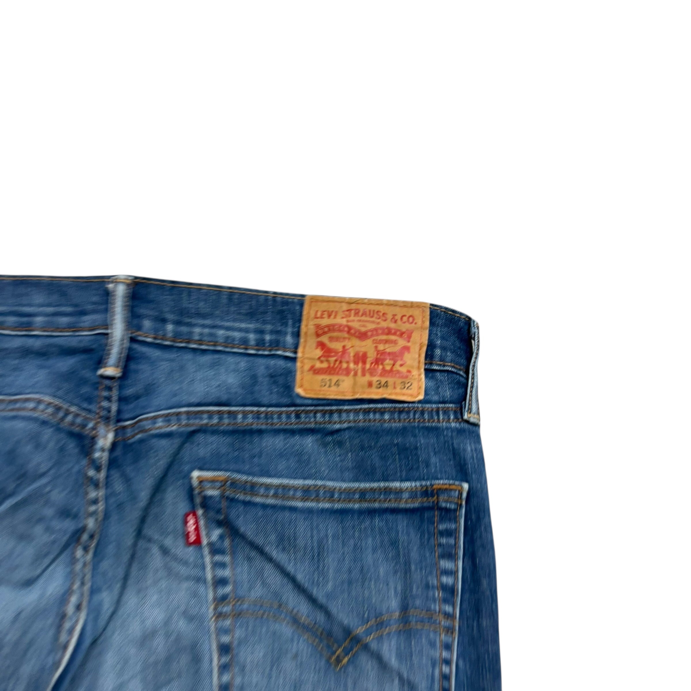 Levis 514 Jeans W34 L32 Mens Mid Blue Regular Straight Fit Stretch Denim