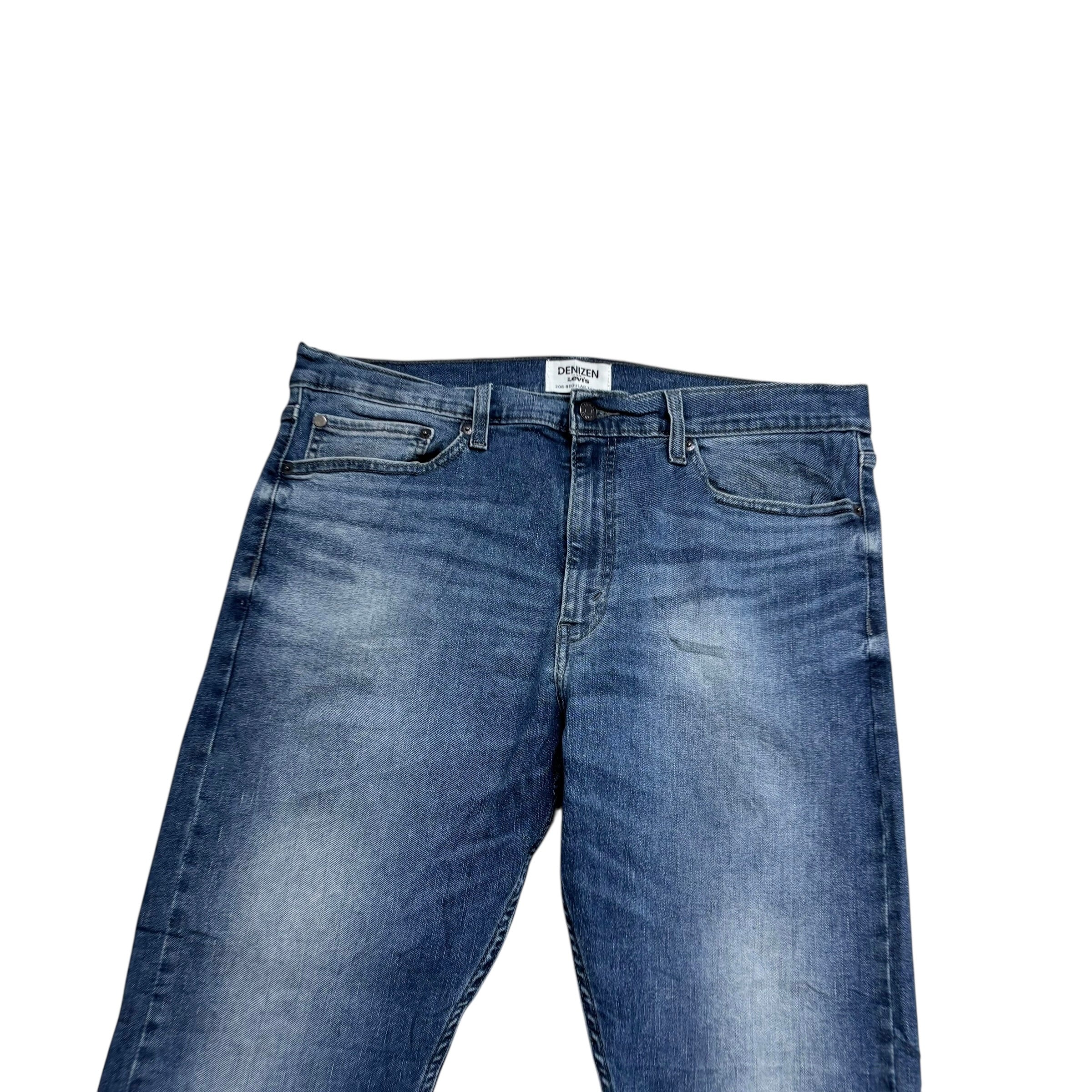 Levis Denizen Jeans W36 L30 Mens Mid Blue Regular Tapered Fit Stretch (E)