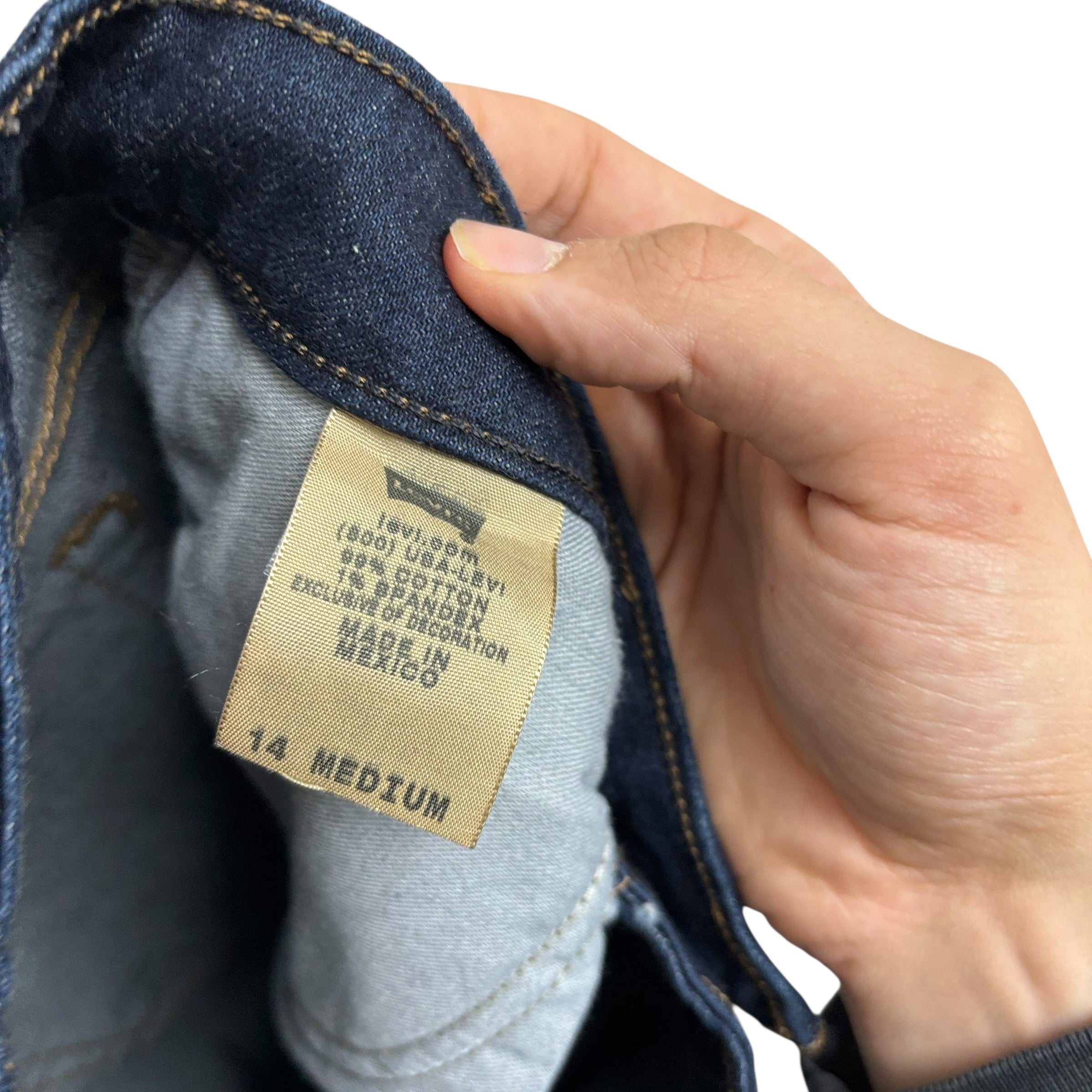 Levis 545 Jeans W34 L34 Womens Low Rise Bootcut Dark Blue Stretch Denim (E)