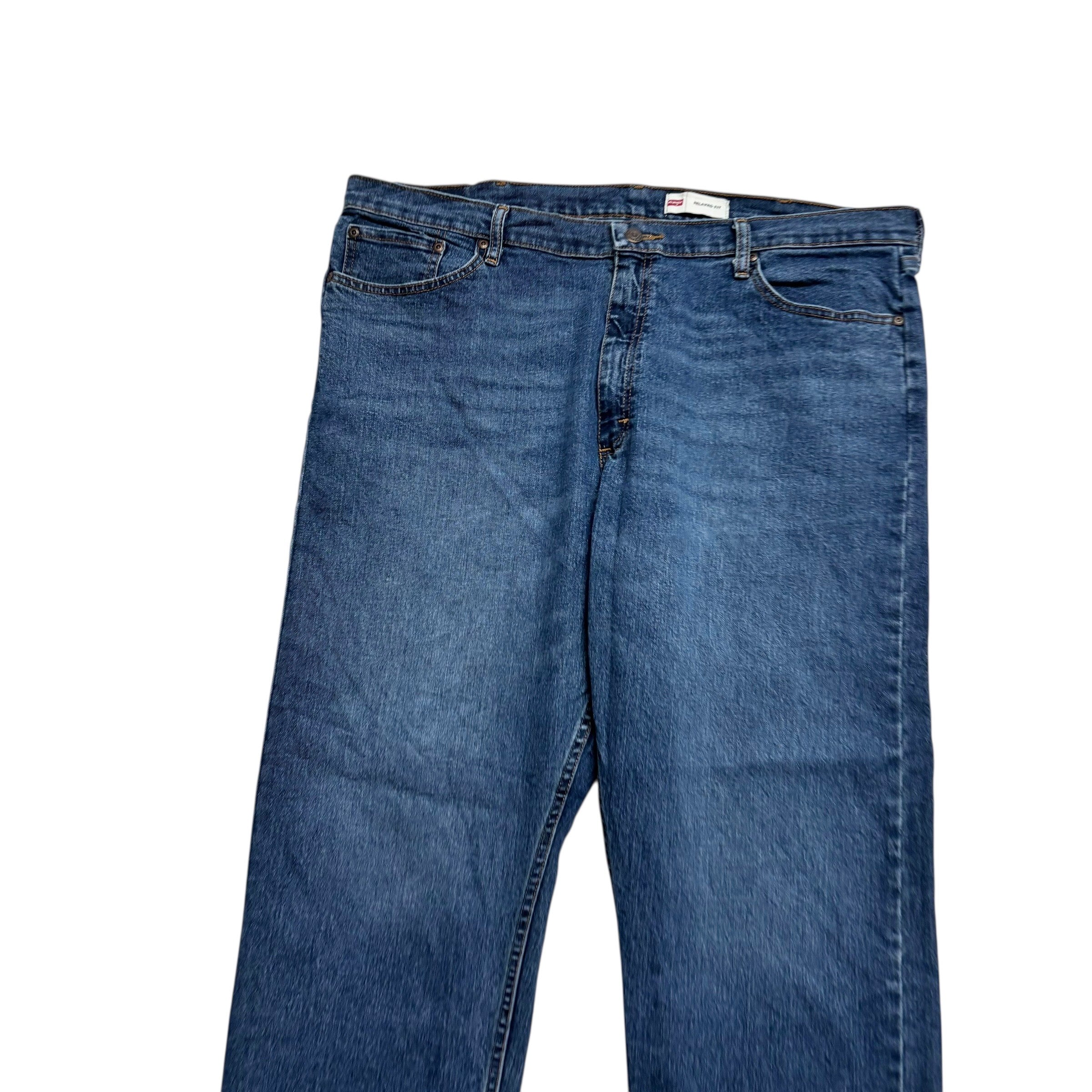 Wrangler Jeans W42 L30 Mens Mid Blue Relaxed Straight Fit Stretch Denim (E)