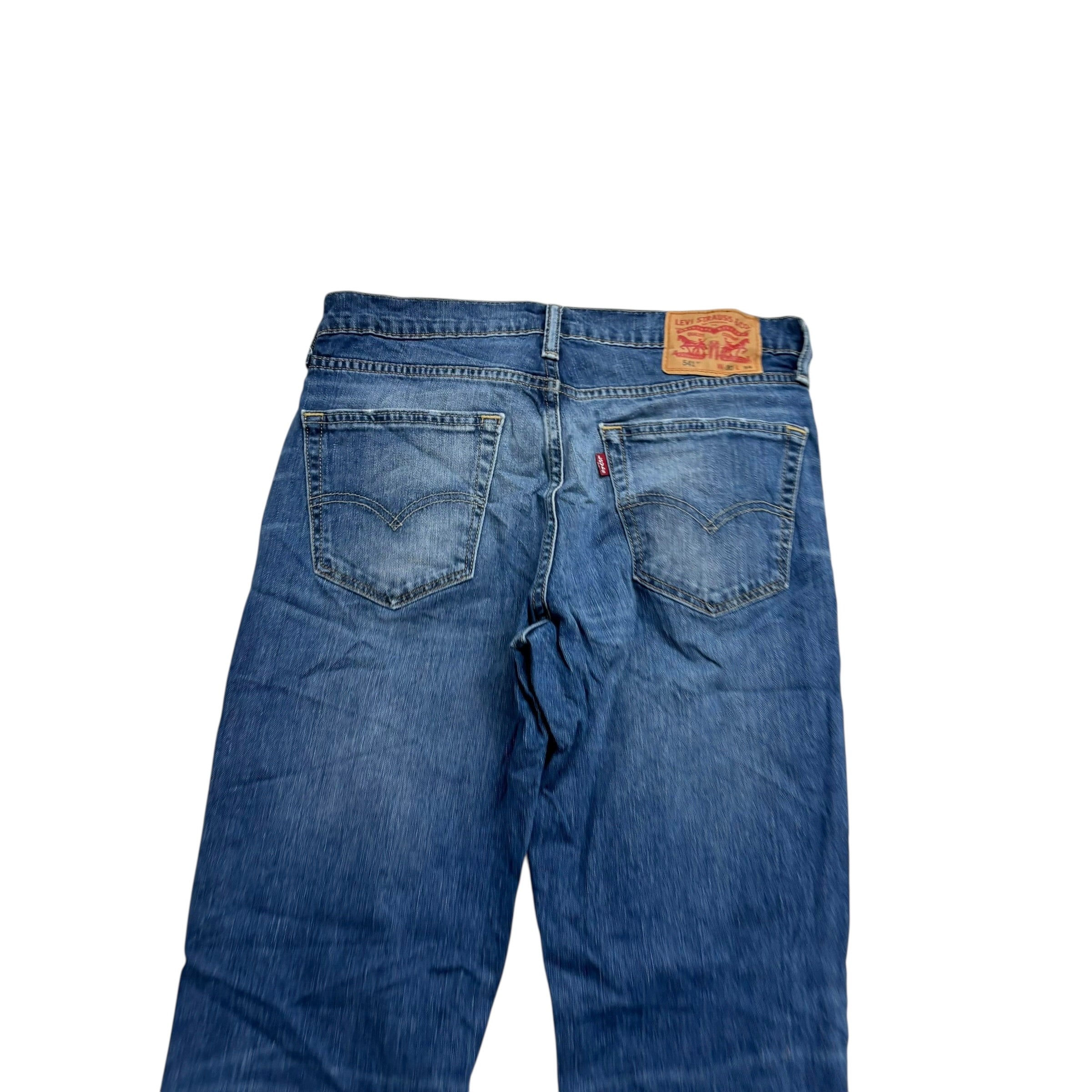 Levis 541 Jeans W30 L34 Mens Mid Blue Athletic Tapered Fit Stretch Denim (E)