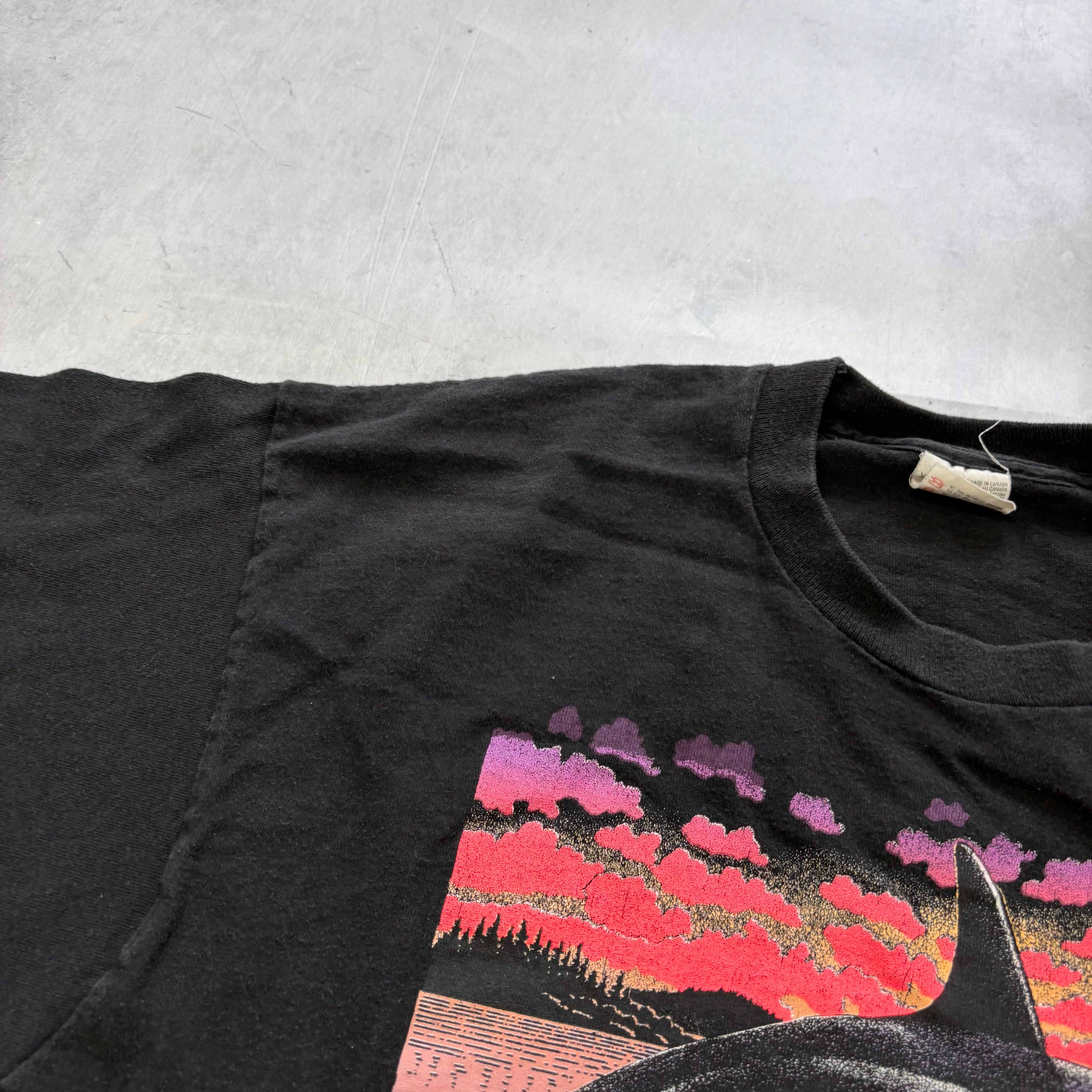 Vintage T Shirt Mens XL Black Single Stitch Graphic Print 90s Orcas