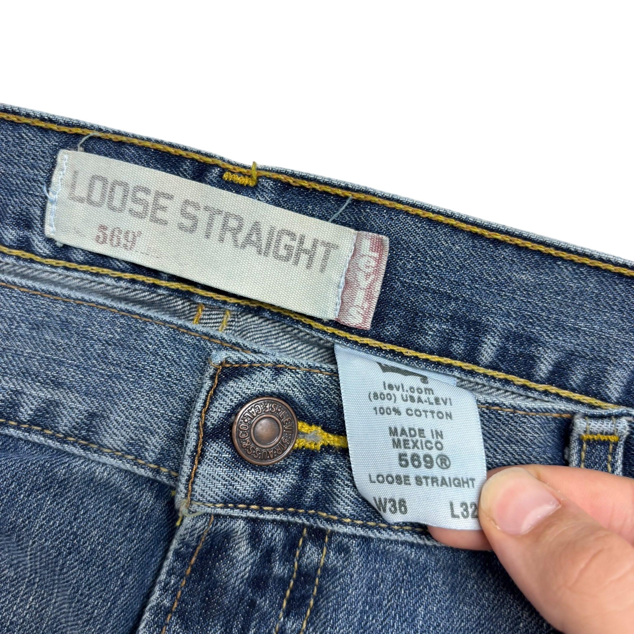 Levis 569 Jeans W36 L32 Mens Mid Blue Baggy Relaxed Fit Vintage Denim