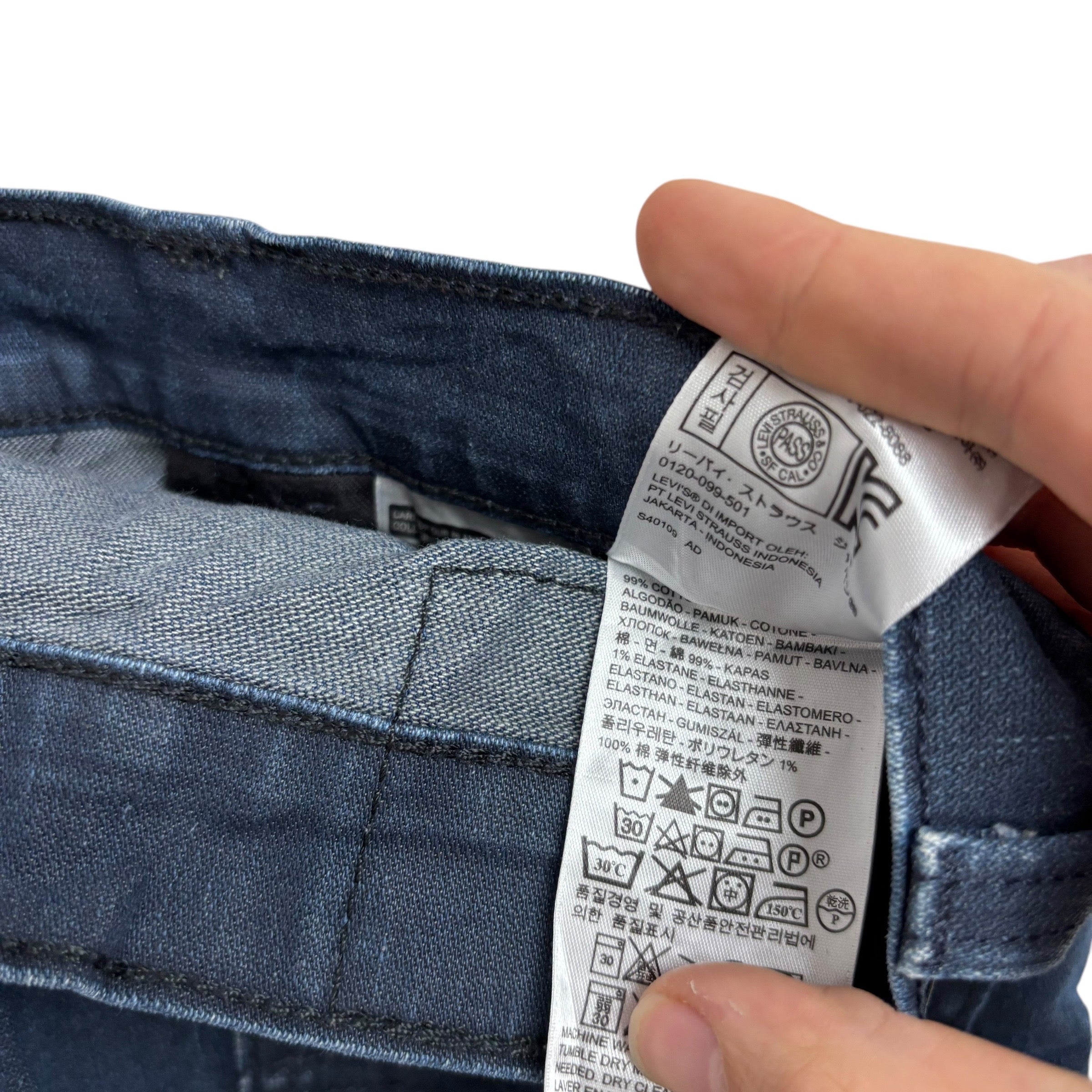 Levis 511 Jeans W29 L31 Mens Navy Blue Slim Fit Stretch Waxed Denim (E)