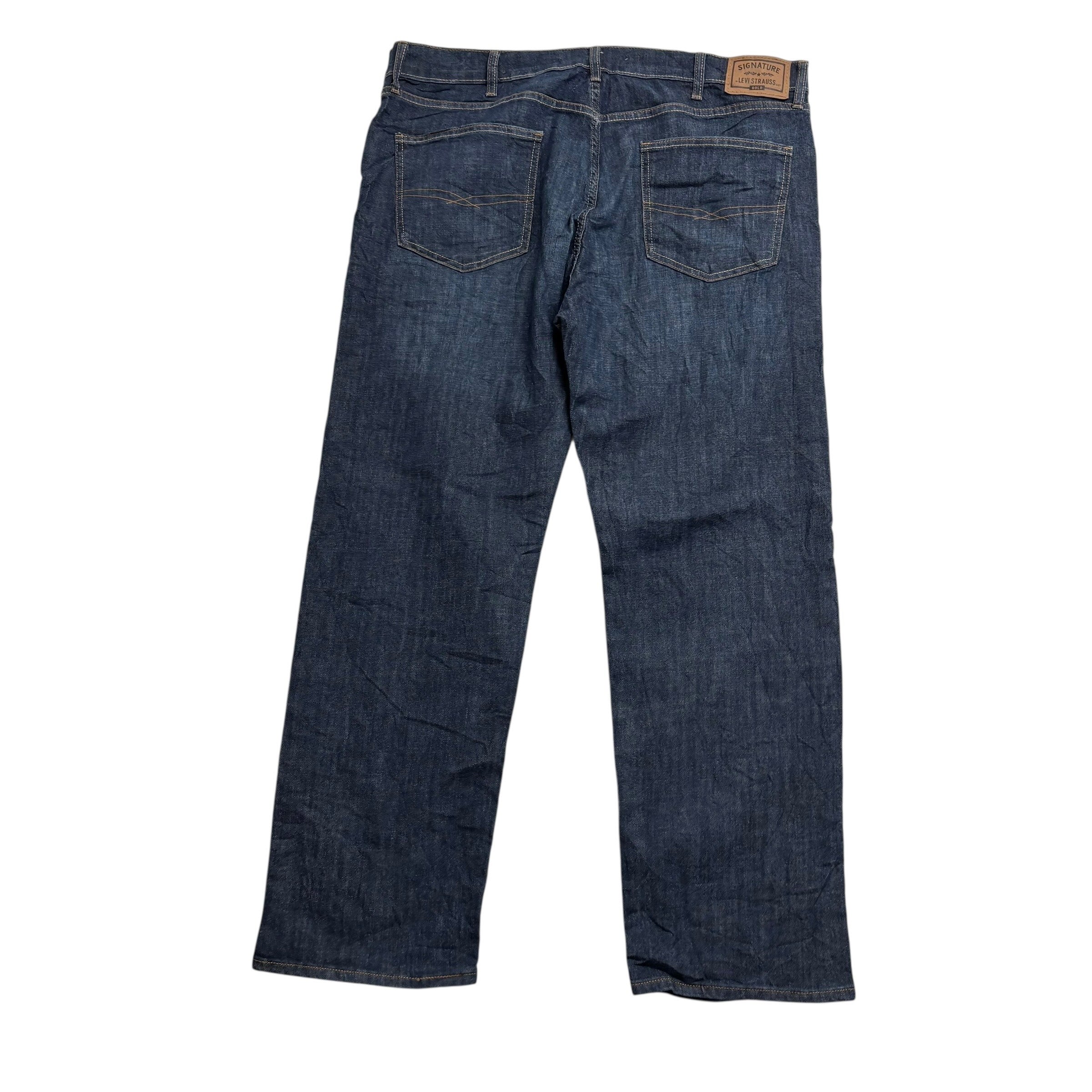 Levis Signature Jeans W40 L30 Mens Dark Blue Regular Straight Stretch Denim (E)