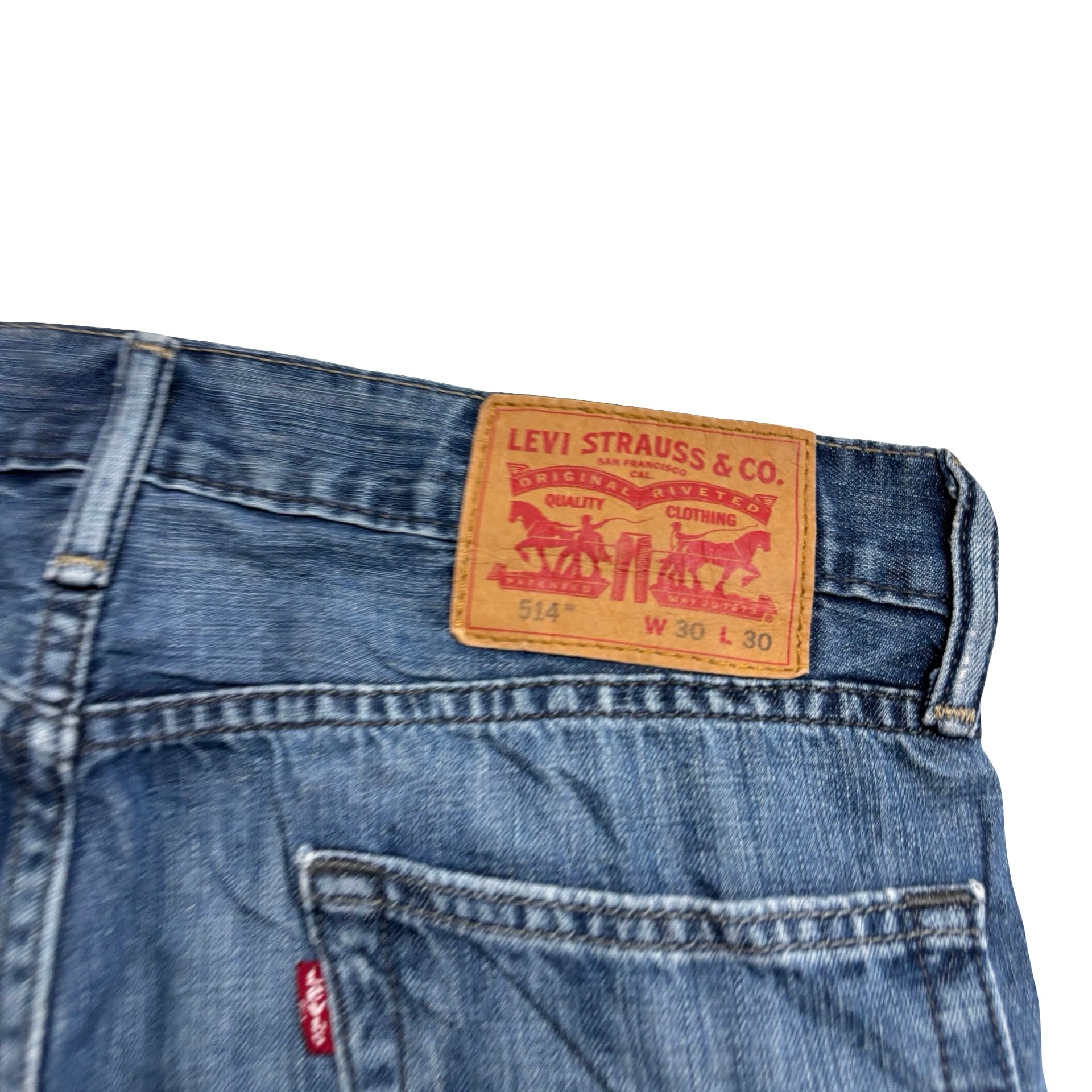 Levis 514 Jeans W30 L30 Mens Mid Blue Regular Straight Fit Denim