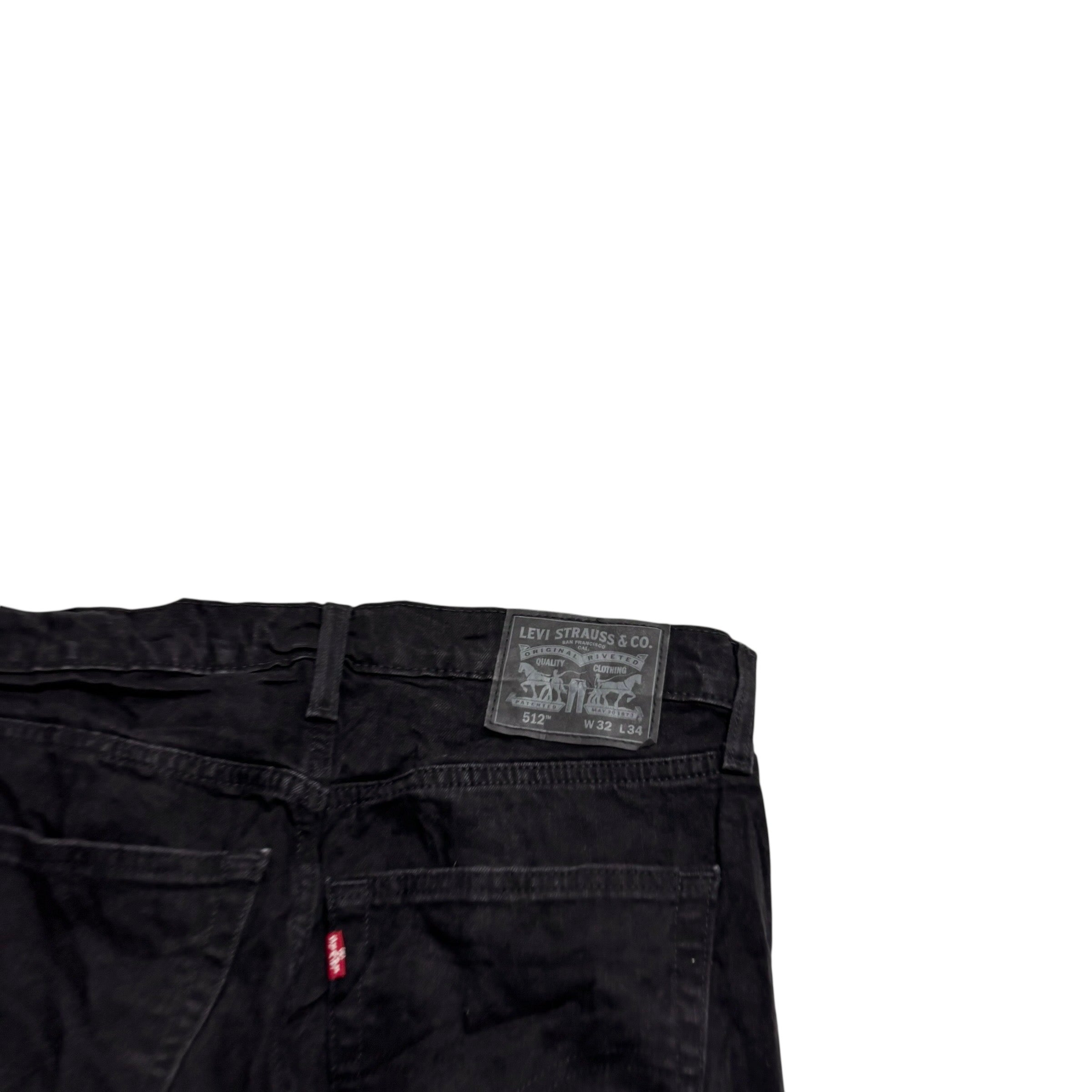 Levis 512 Jeans W32 L33 Mens Black Slim Tapered Fit Stretch Denim (E)
