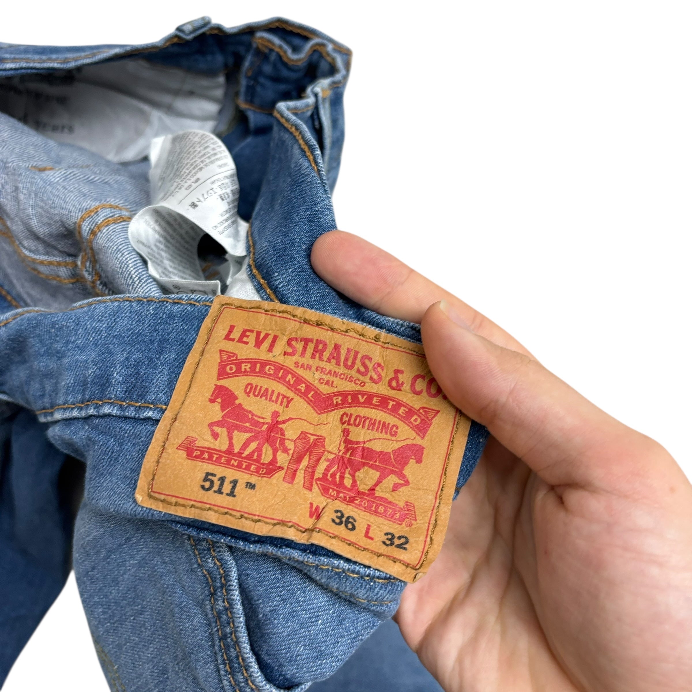 Levis 511 Jeans W36 L32 Mens Mid Blue Slim Fit Stretch Denim (E)