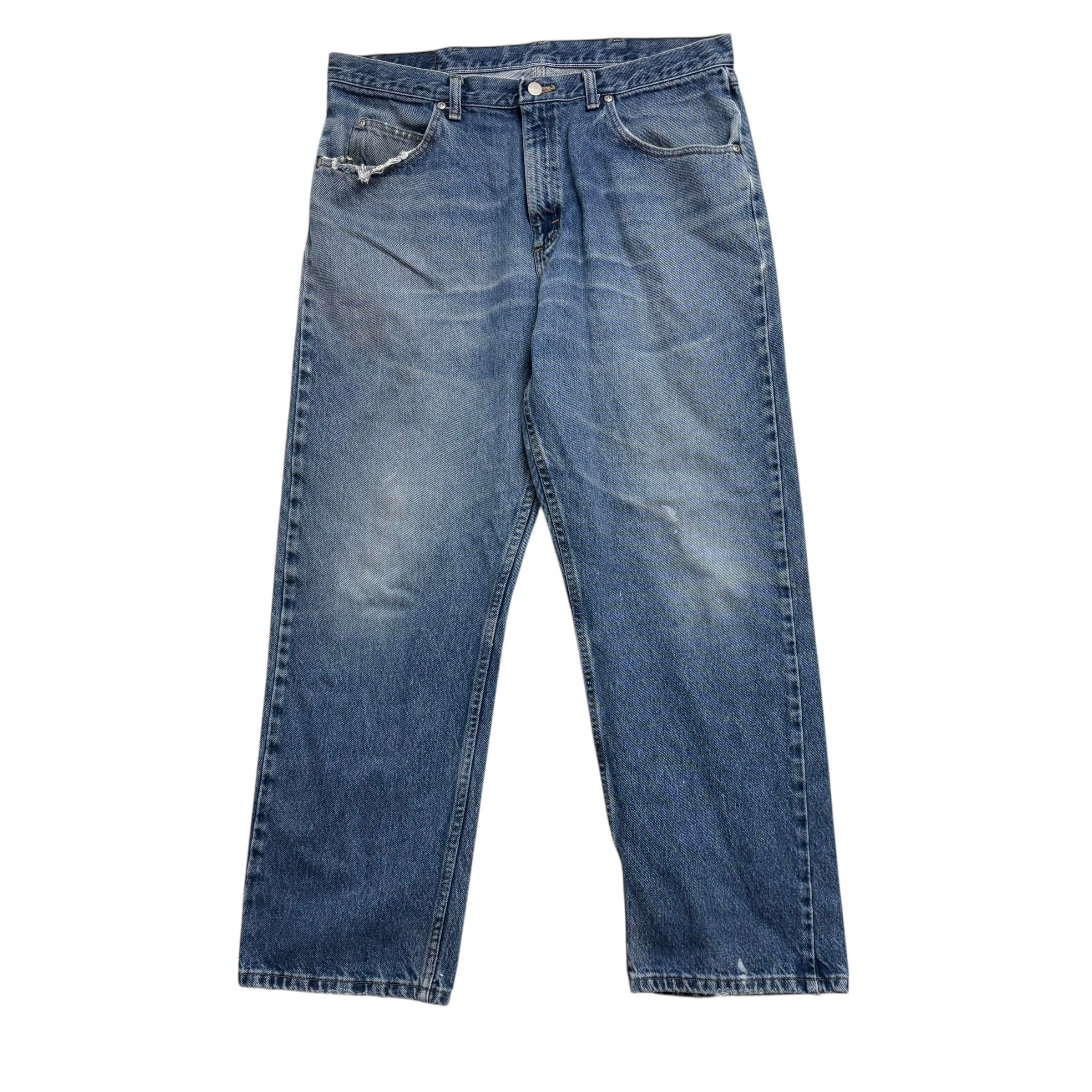 Wrangler Jeans W36 L30 Mens Mid Blue Relaxed Straight Fit Vintage Baggy (F)