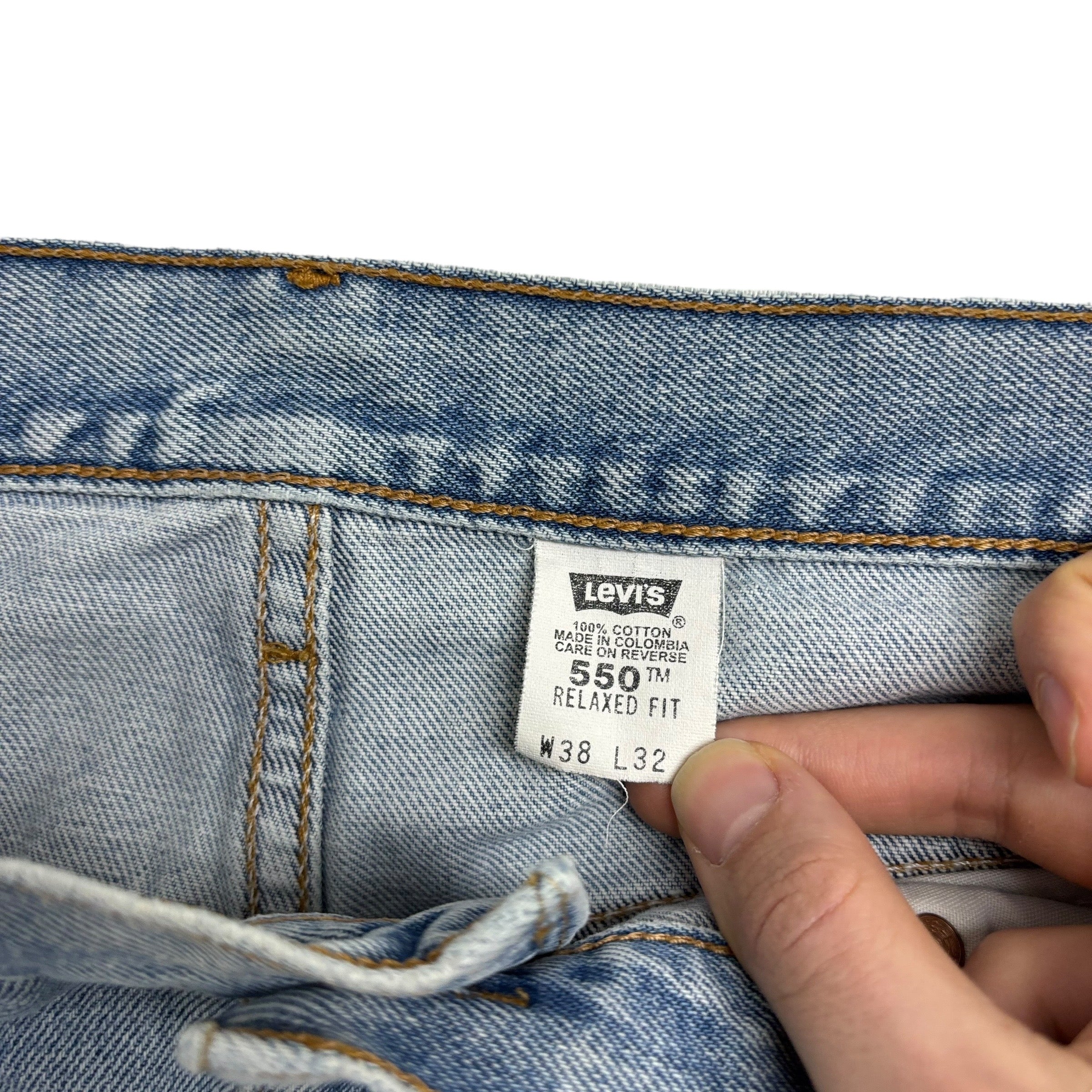 Levis 550 Jeans W38 L32 Mens Light Blue Relaxed Straight Vintage Denim (F)