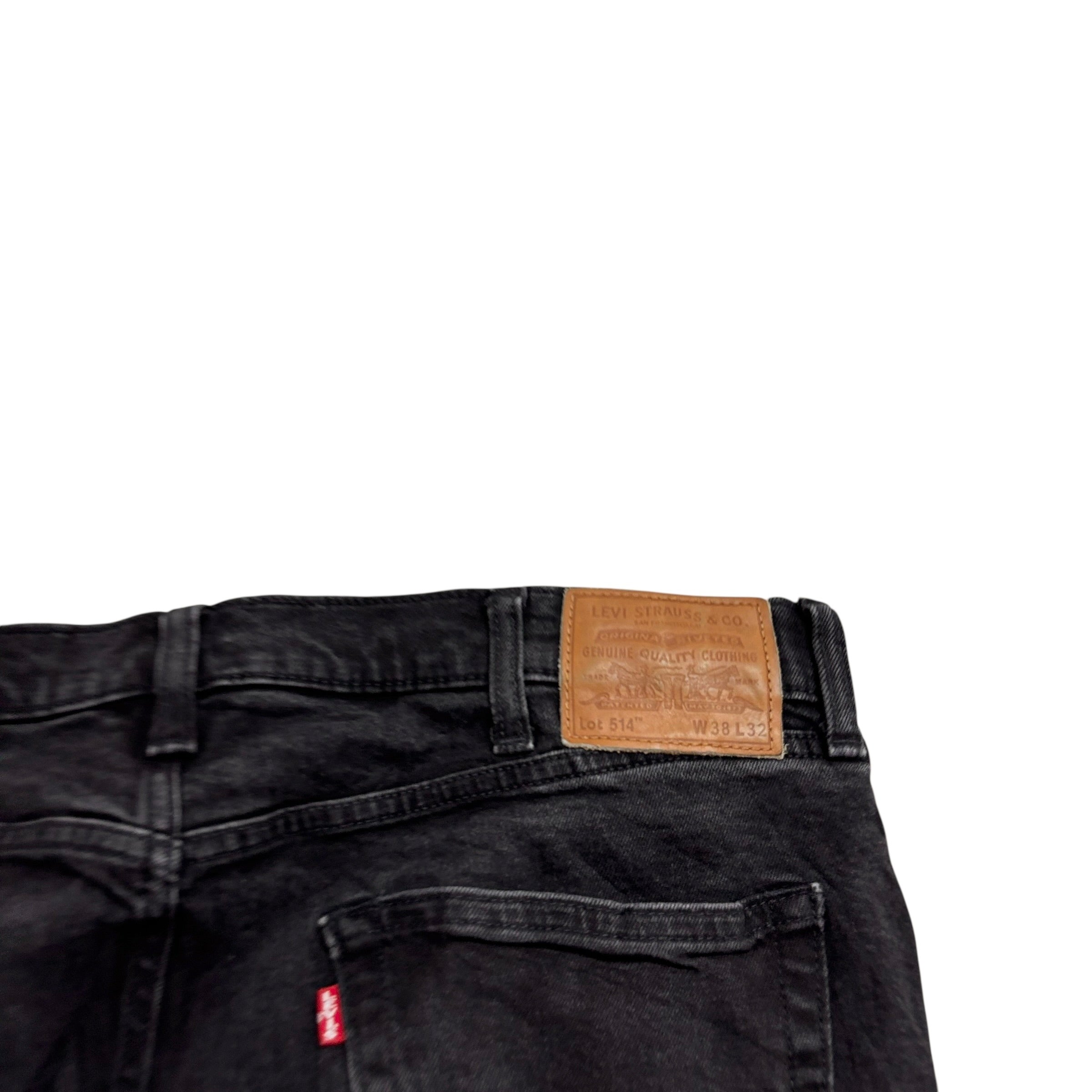 Levis 514 Jeans W38 L31 Mens Black Regular Straight Stretch Premium Denim (E)