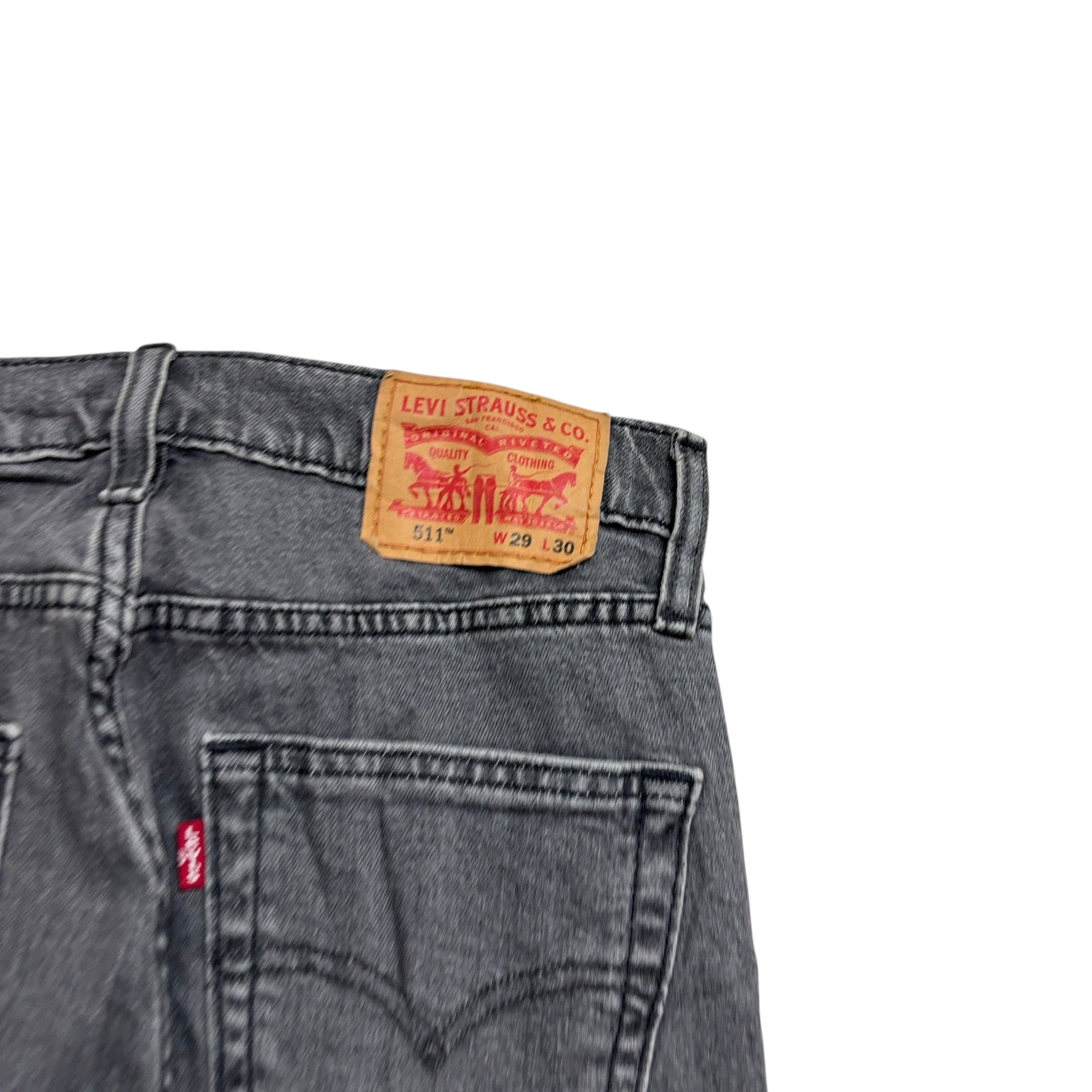 Levis 511 Jeans W29 L30 Mens Grey Slim Fit Stretch Denim (E)