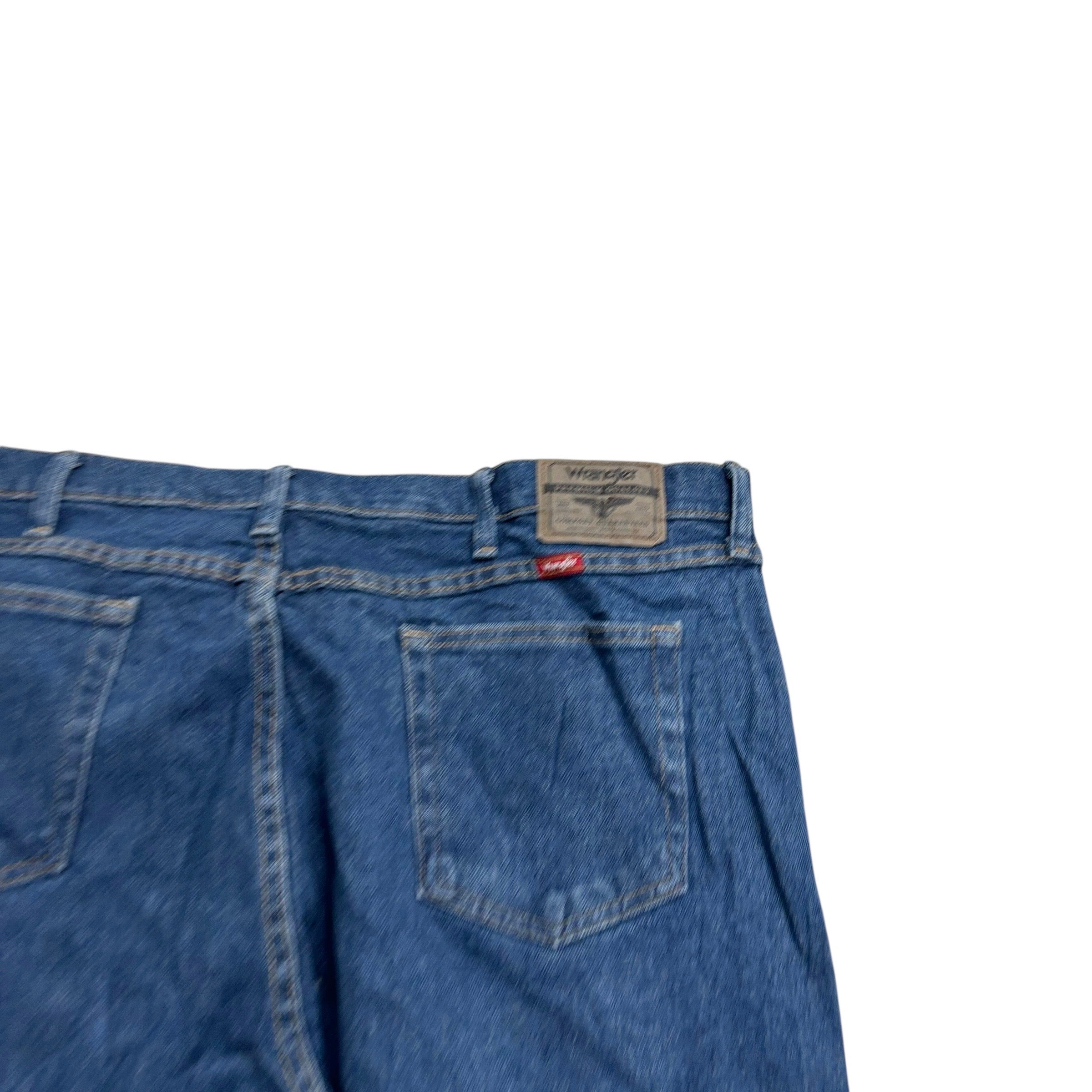 Wrangler Jeans W42 L32 Mens Mid Blue Relaxed Straight Fit Stretch Denim (E)