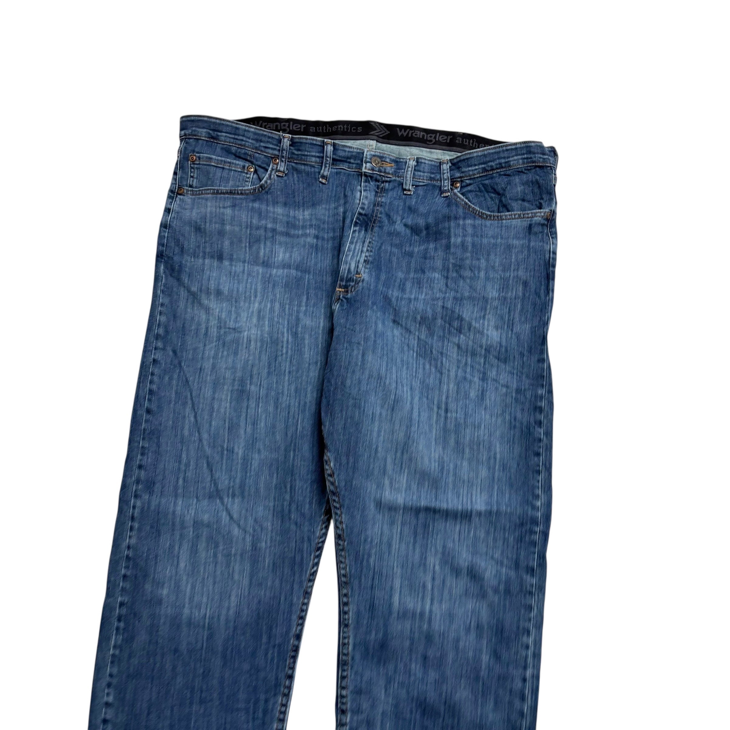 Wrangler Jeans W44 L30 Mens Mid Blue Regular Straight Fit Stretch Denim (E)