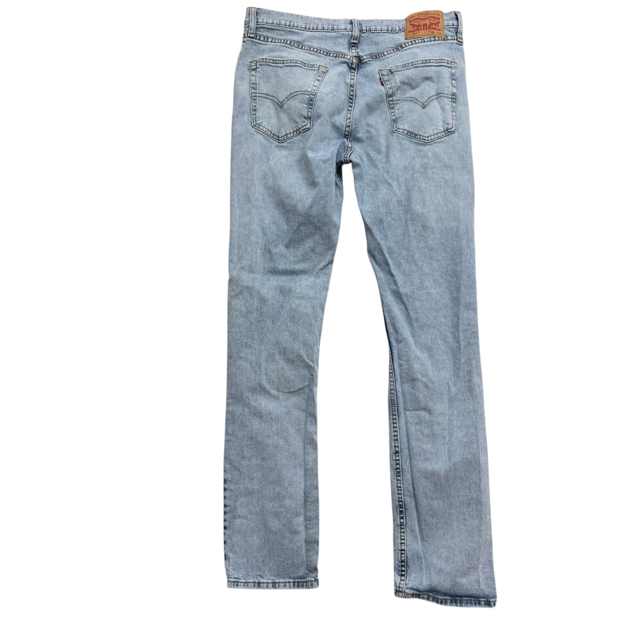 Levis 511 Jeans W34 L34 Mens Light Blue Slim Fit Distressed Stretch Denim