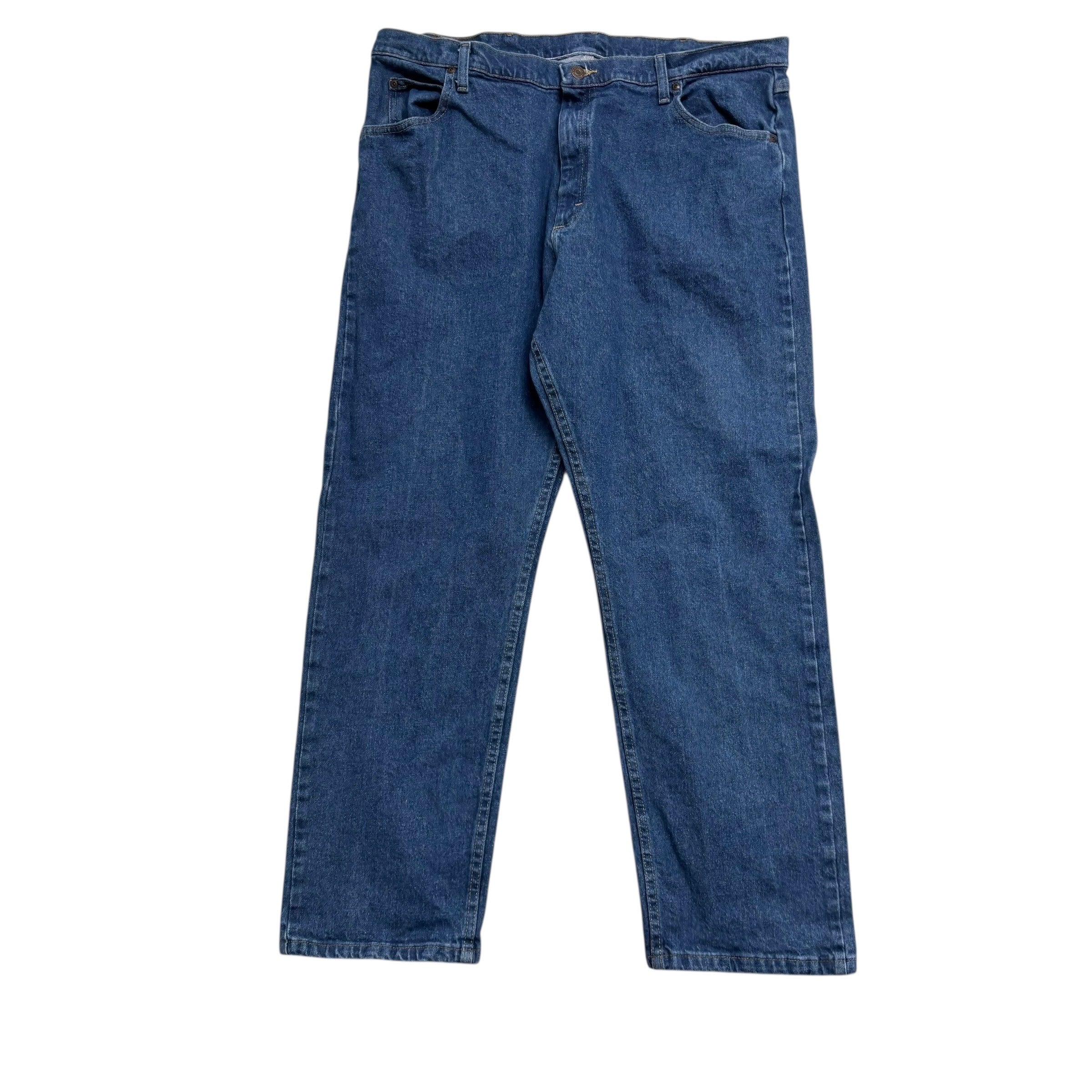 Wrangler Jeans W40 L30 Mens Mid Blue Relaxed Straight Fit Stretch Denim (E)